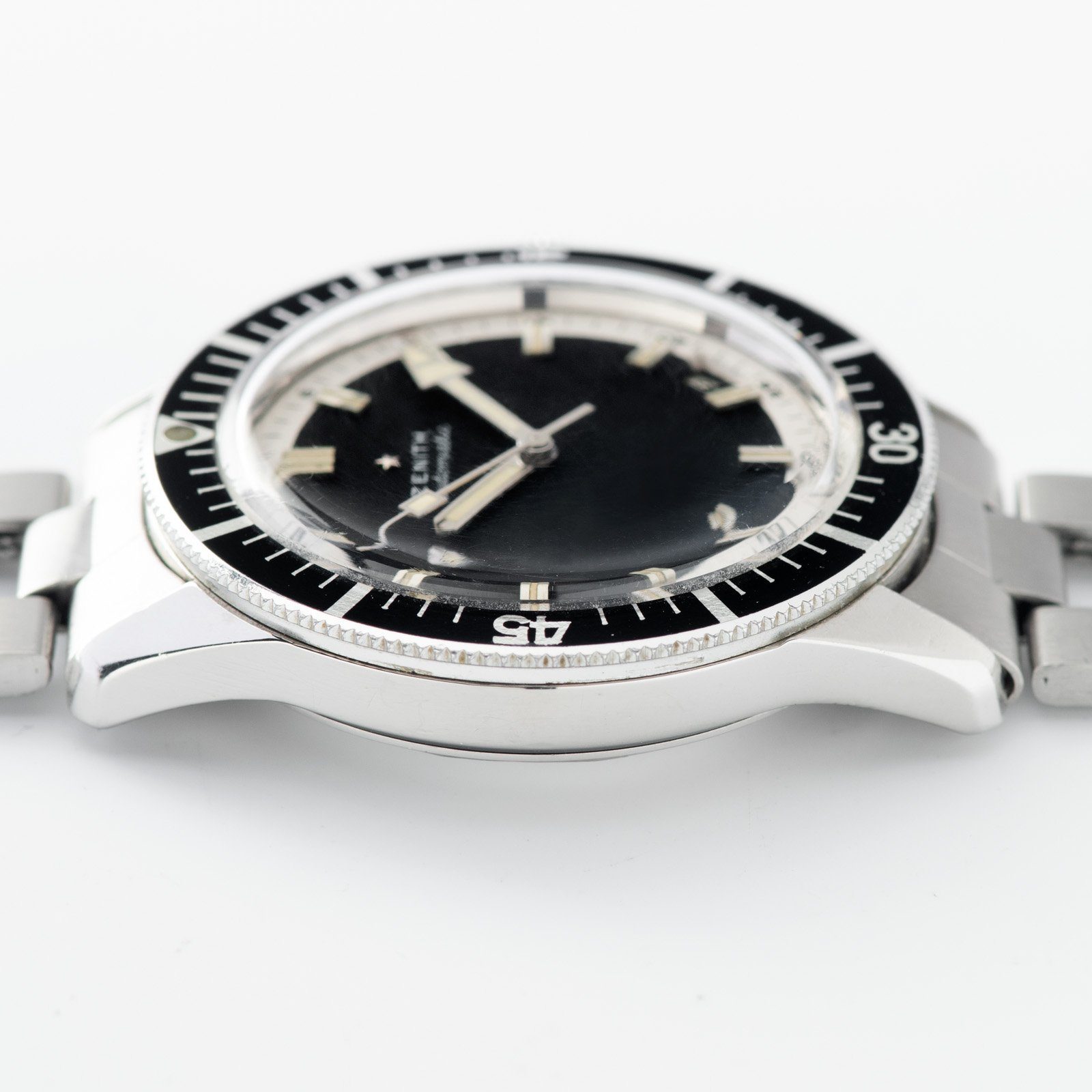 Zenith Diver Black Dial ref A3630 on Gay Frères Ladder Bracelet