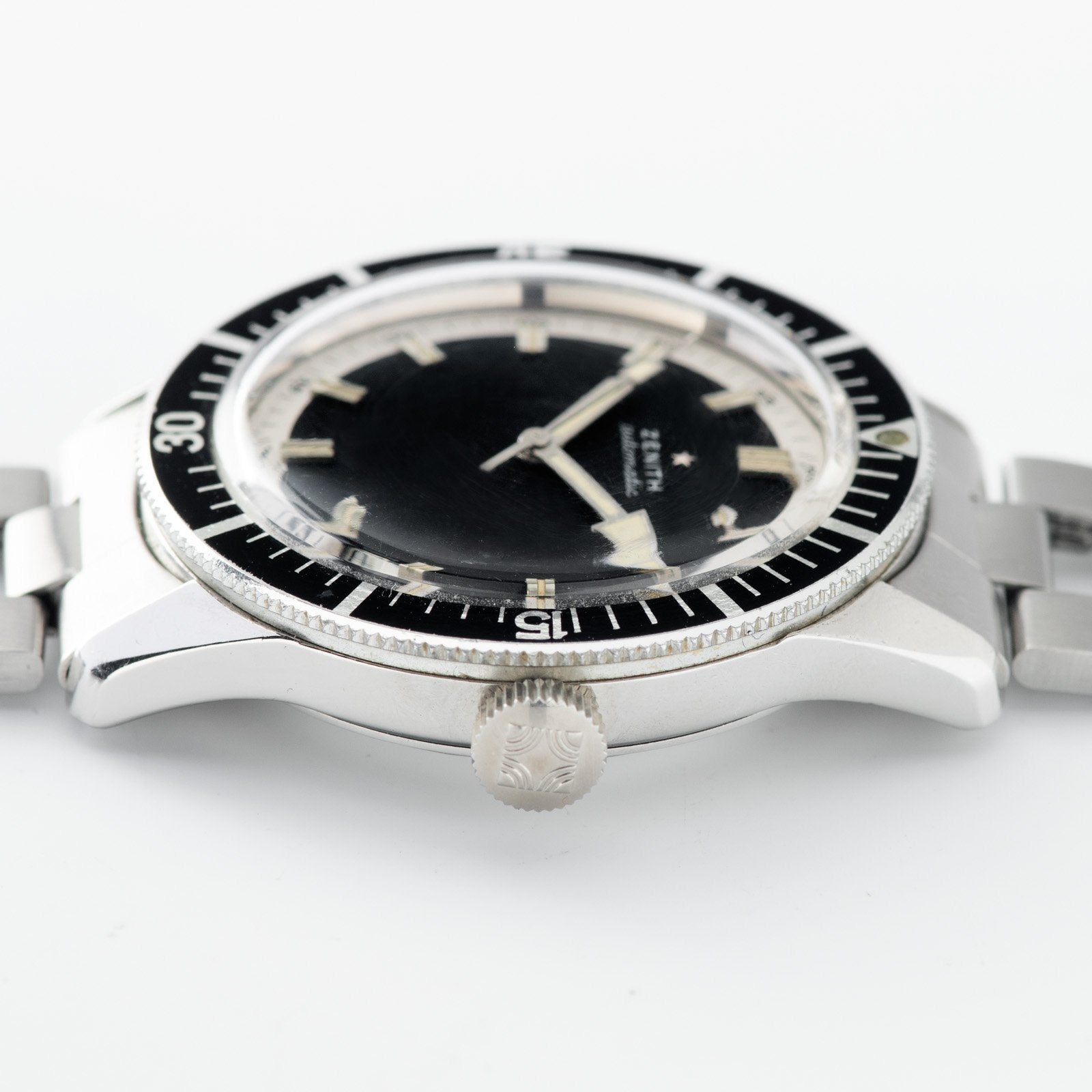 Zenith Diver Black Dial ref A3630 on Gay Frères Ladder Bracelet