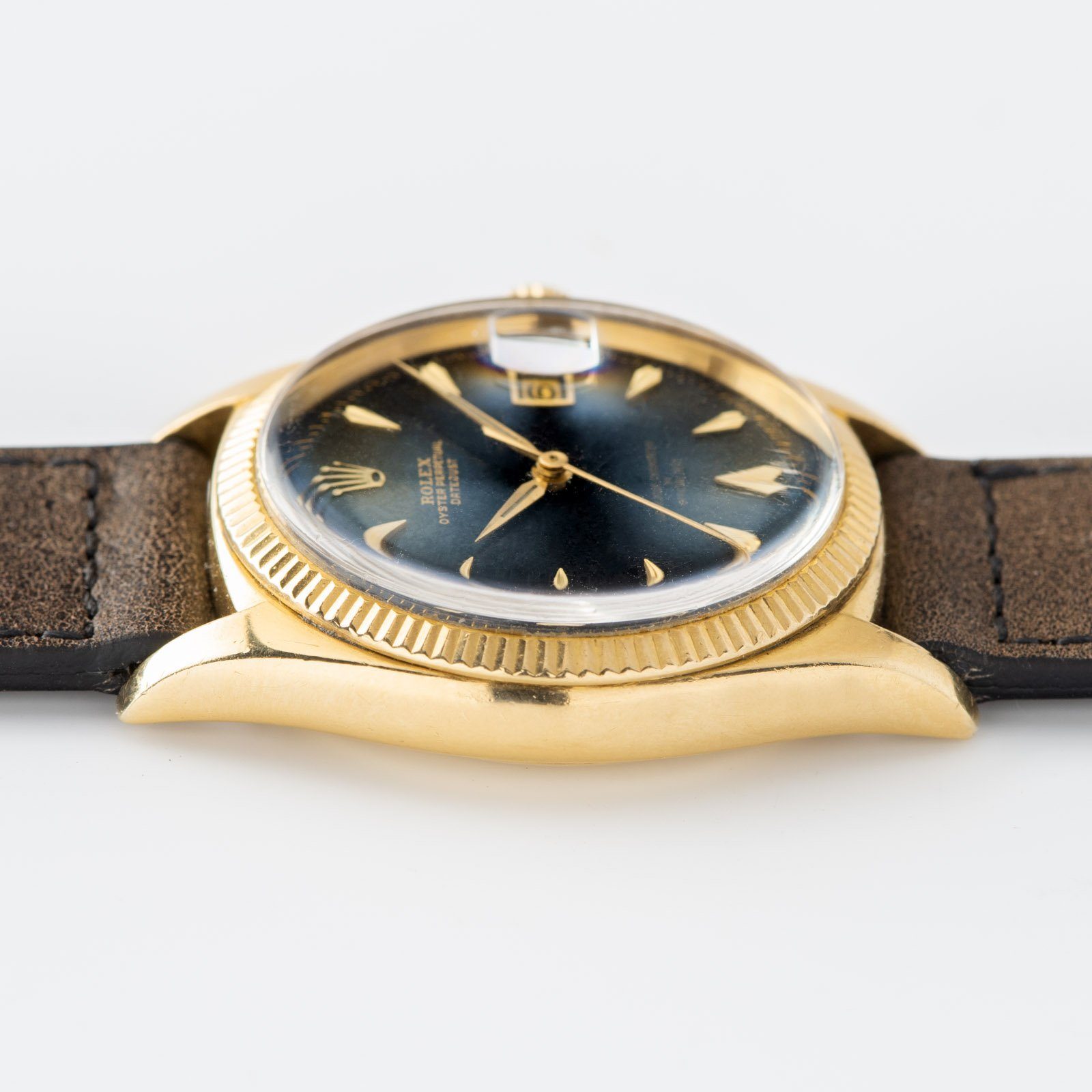 Rare Rolex Datejust ref 6605 Black Gilt Dial with 'OFFICIAL TEST' Text
