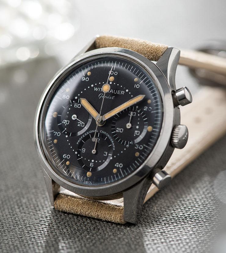 Wittnauer 242T Matte black Dial Steel Chronograph