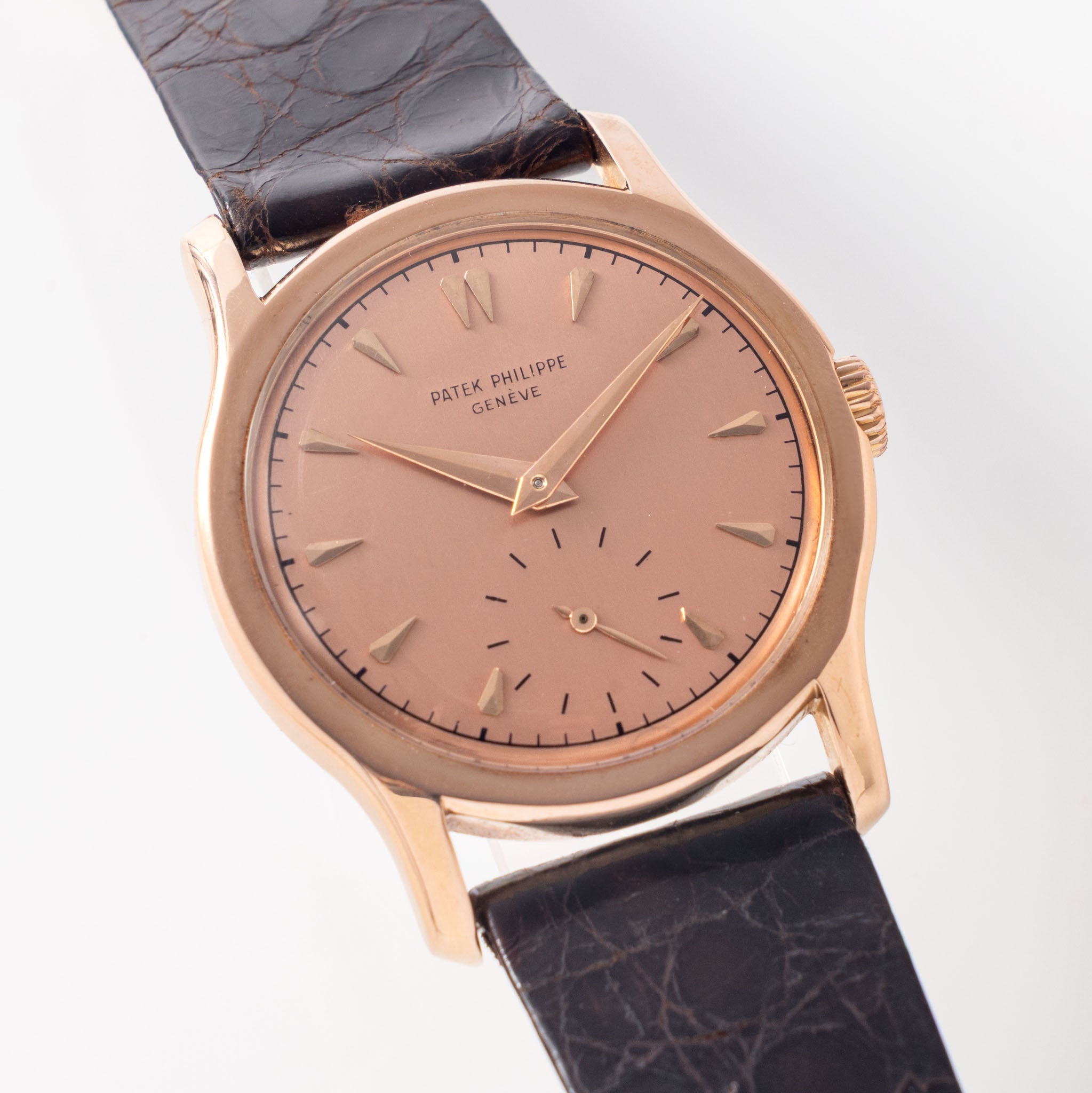 Patek Philippe Calatrava "pink on pink " ref 2450 in 18 k rose gold with extract of archives