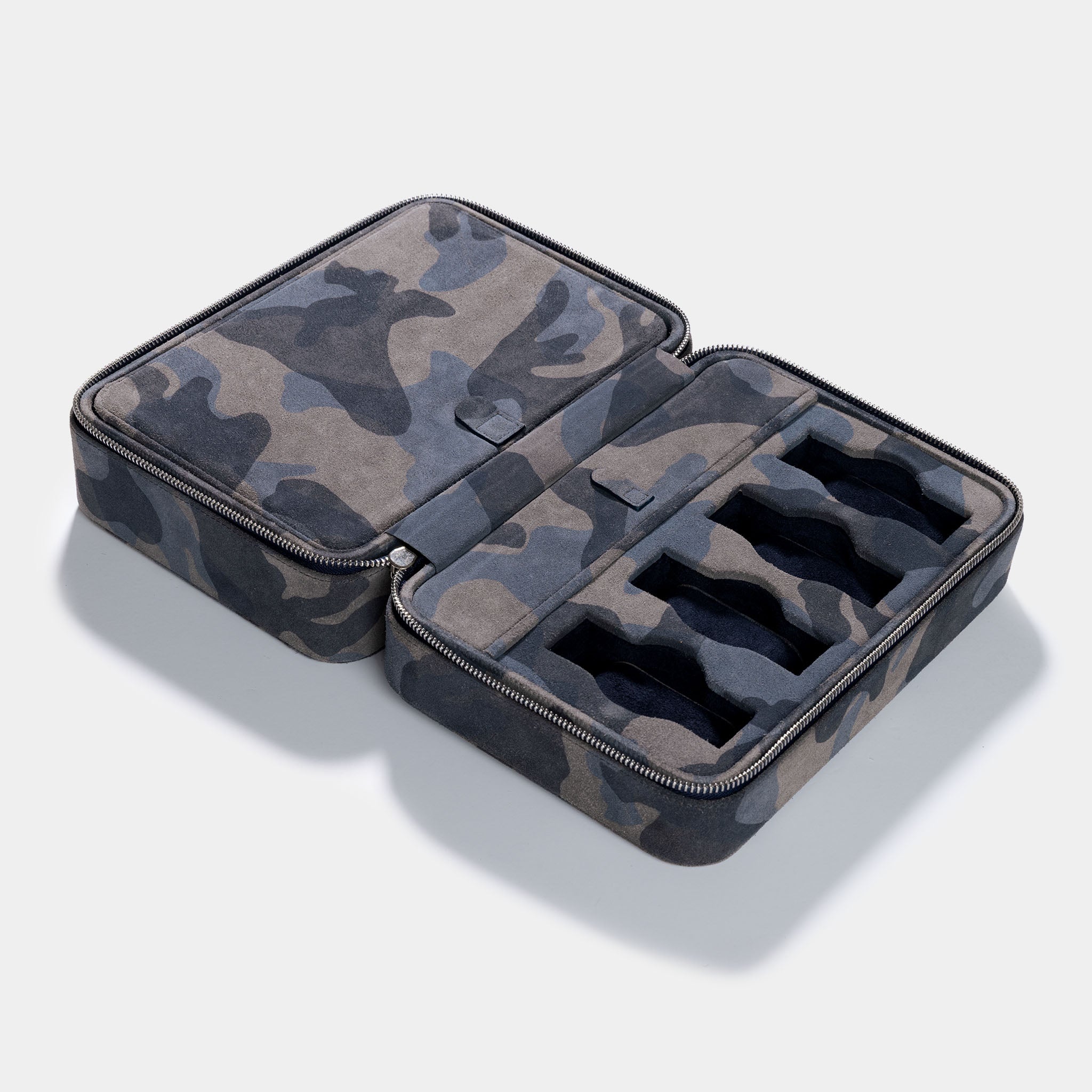 Blue Camo Suede Luxury Leather 8 Watch Box by JPM