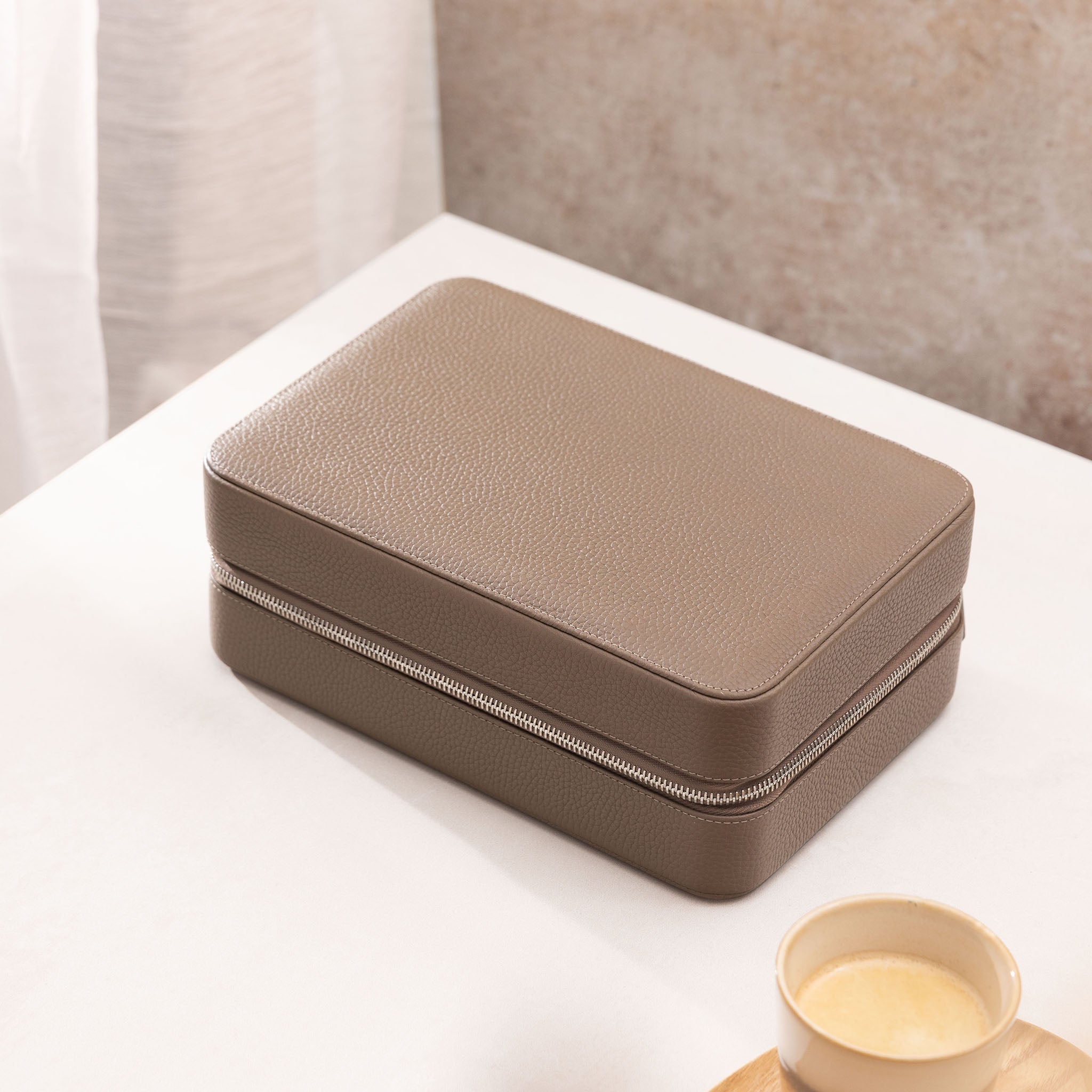 Taupe Luxury Leather Watch Box by JPM