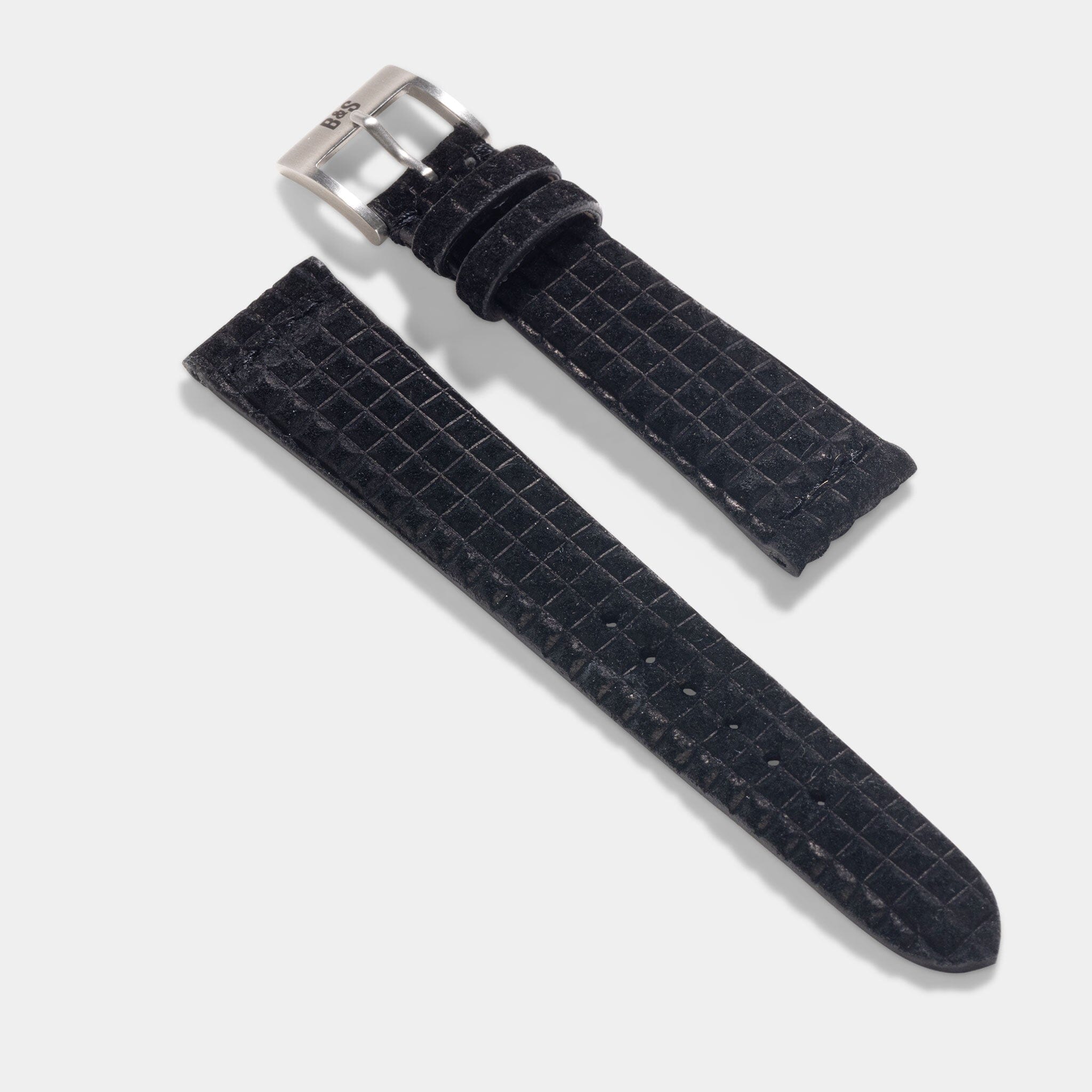 Waffle Zwart Suede Leren Horlogeband