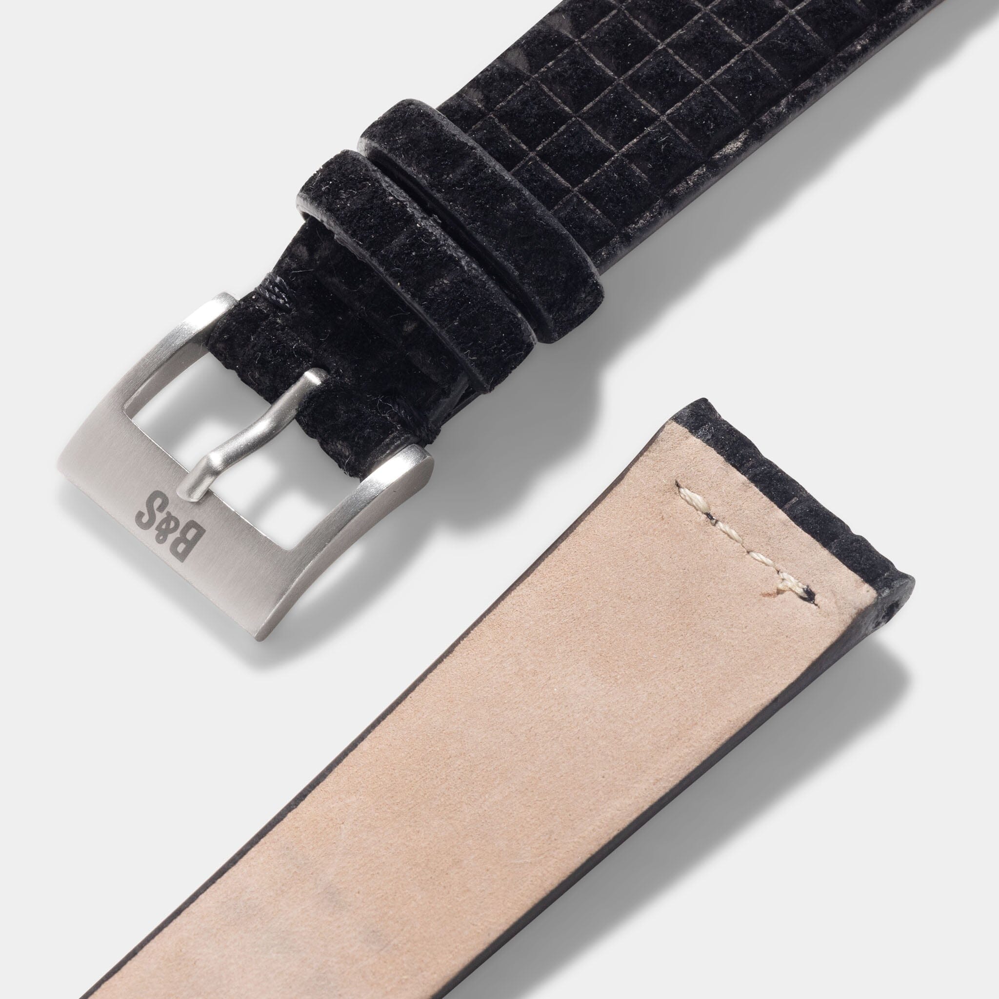 Waffle Zwart Suede Leren Horlogeband