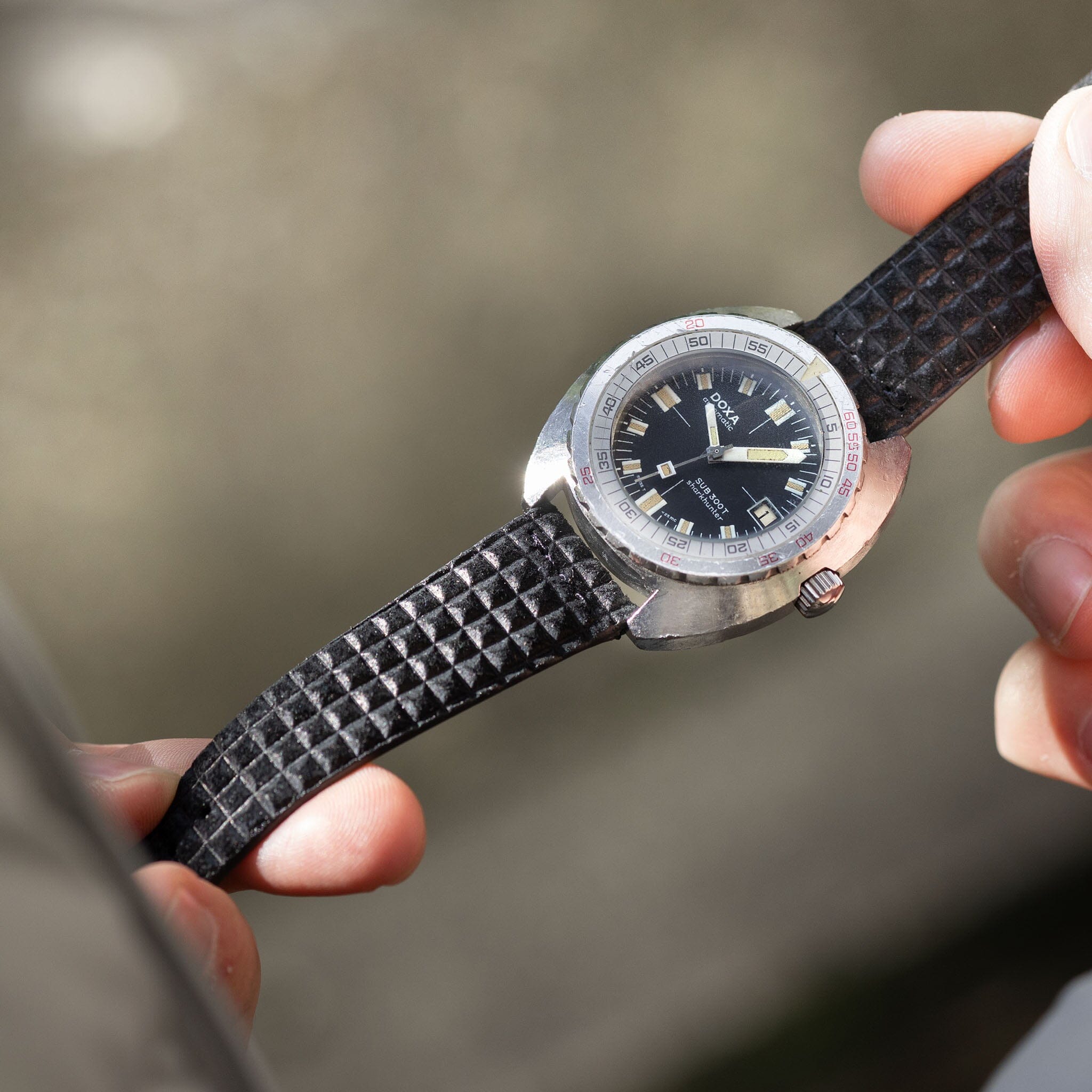 Waffle Zwart Suede Leren Horlogeband