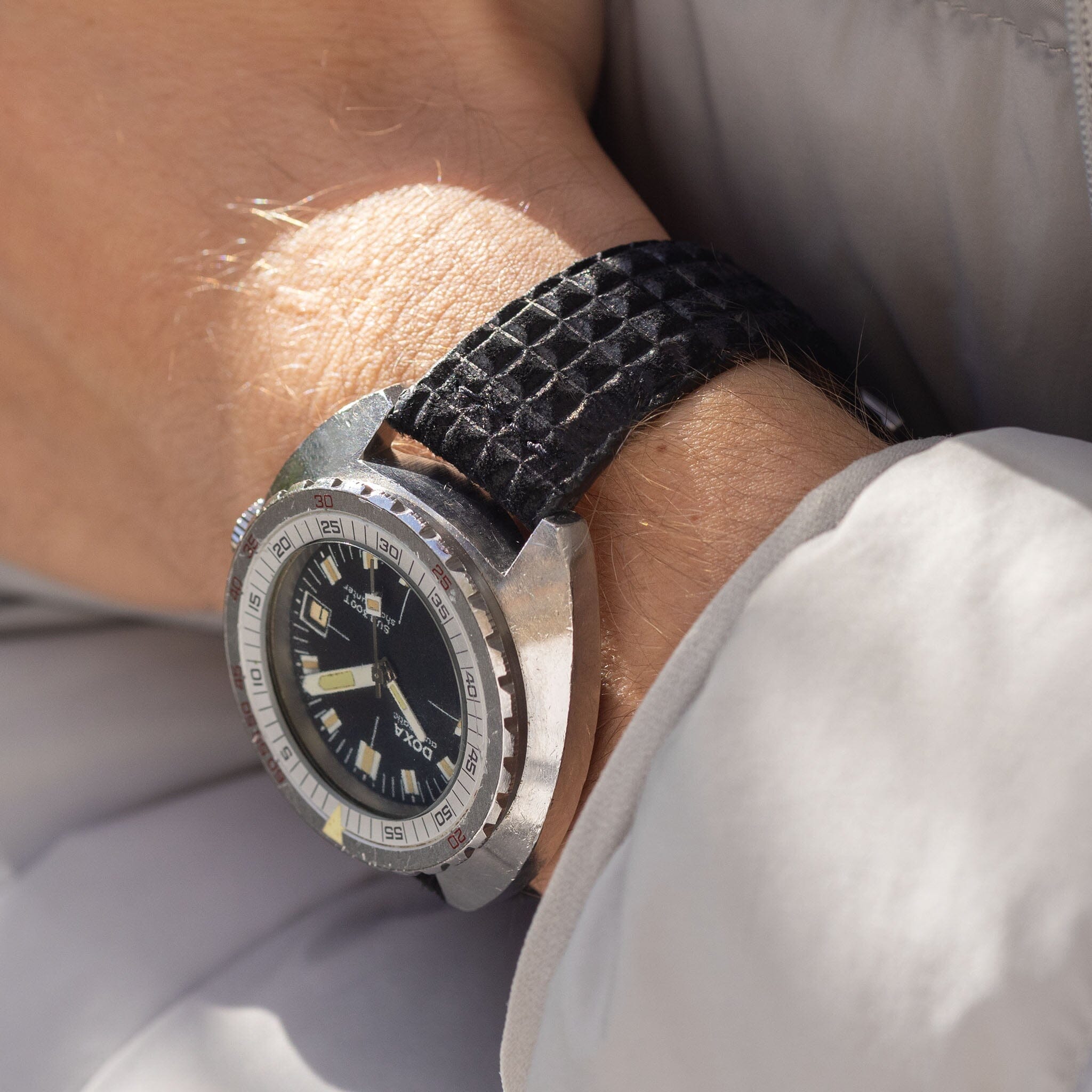 Waffle Zwart Suede Leren Horlogeband