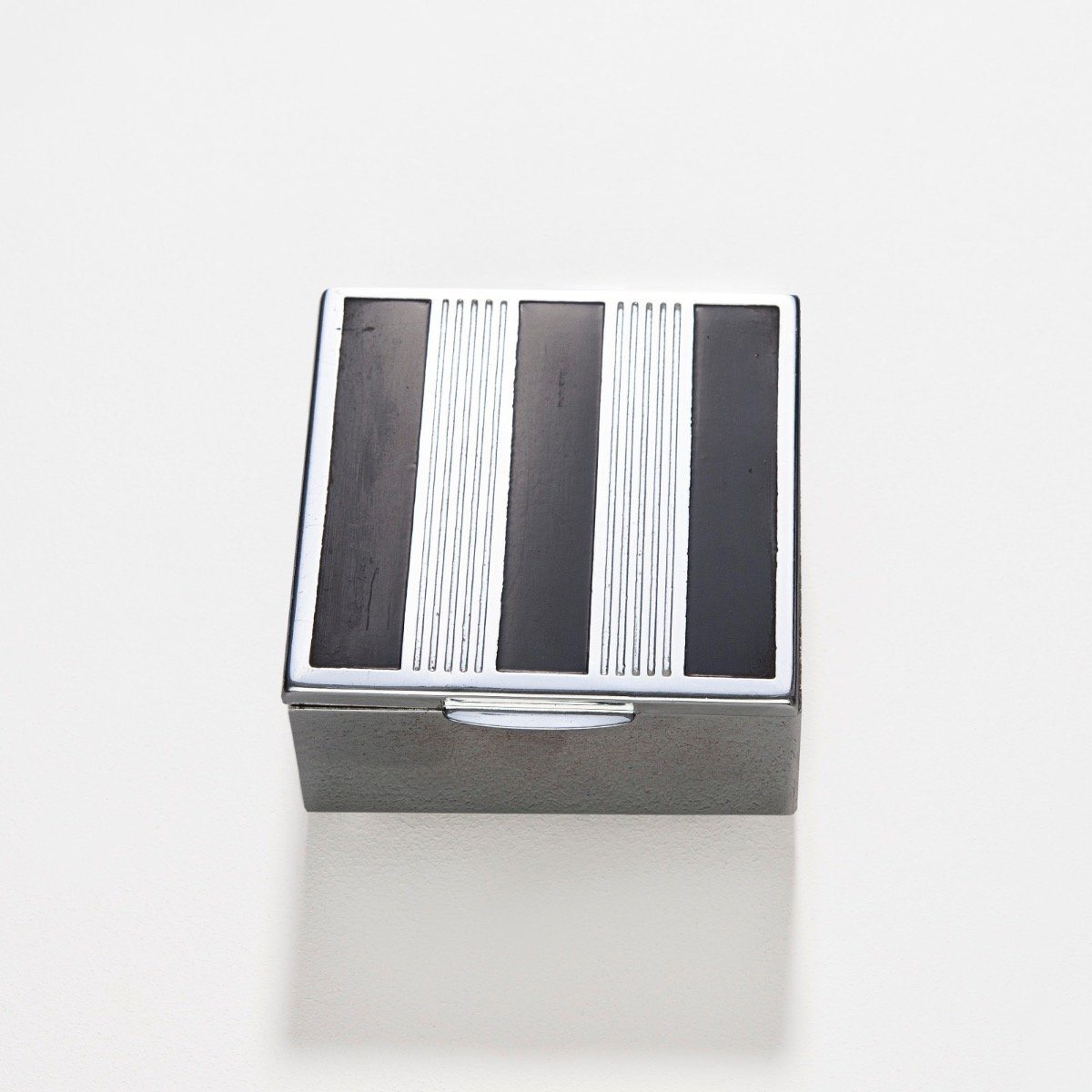 Vintage Art Deco Black Laquered Chrome and Wood Desk Box