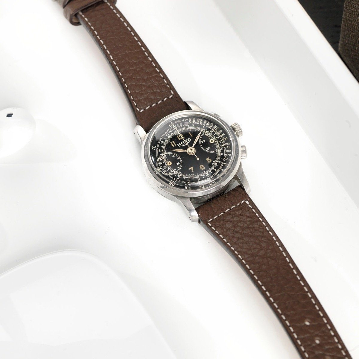 Heuer Chrono Ref 2403 1930s Dual Scale Gilt