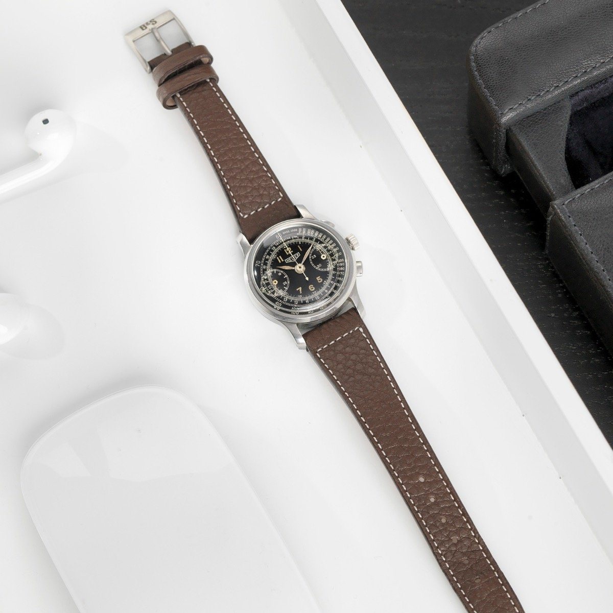 Heuer Chrono Ref 2403 1930s Dual Scale Gilt