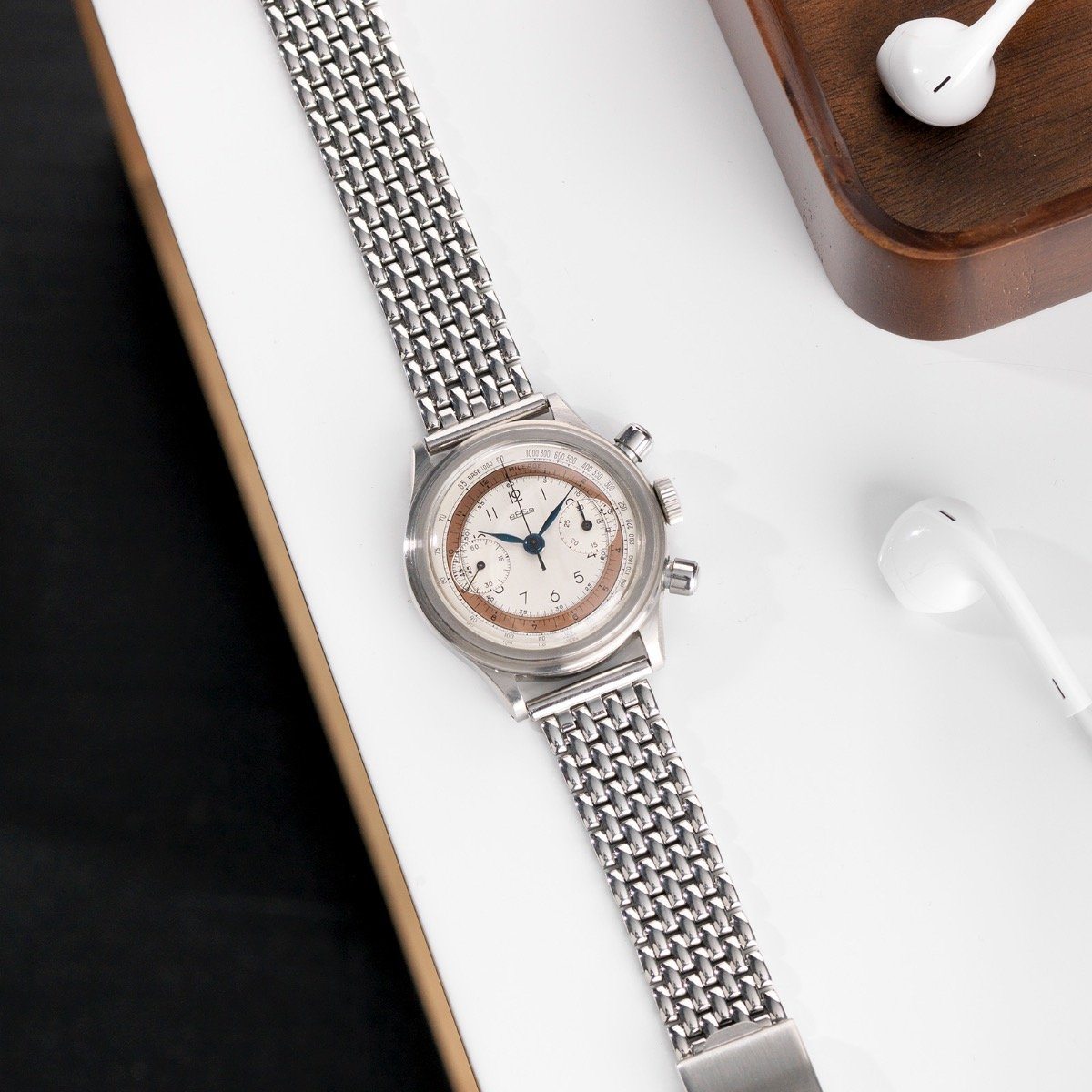 Arsa Step Case Chronograph 1950s Two Tone Dial