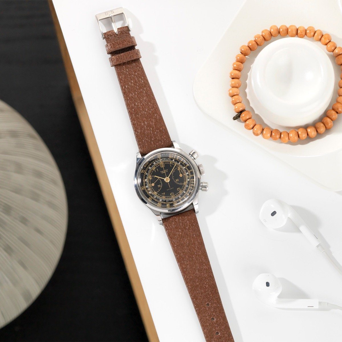 Record Screw Down Case 1940s Gilt Dual Scale Chrono