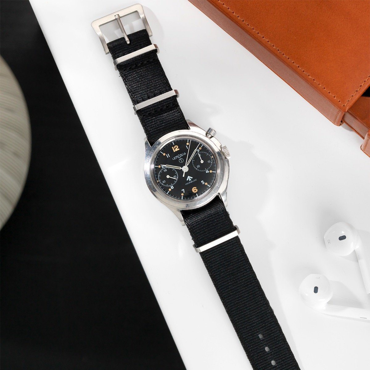 Lemania Chronograph Issued to the Royal Air Force Mono Pusher