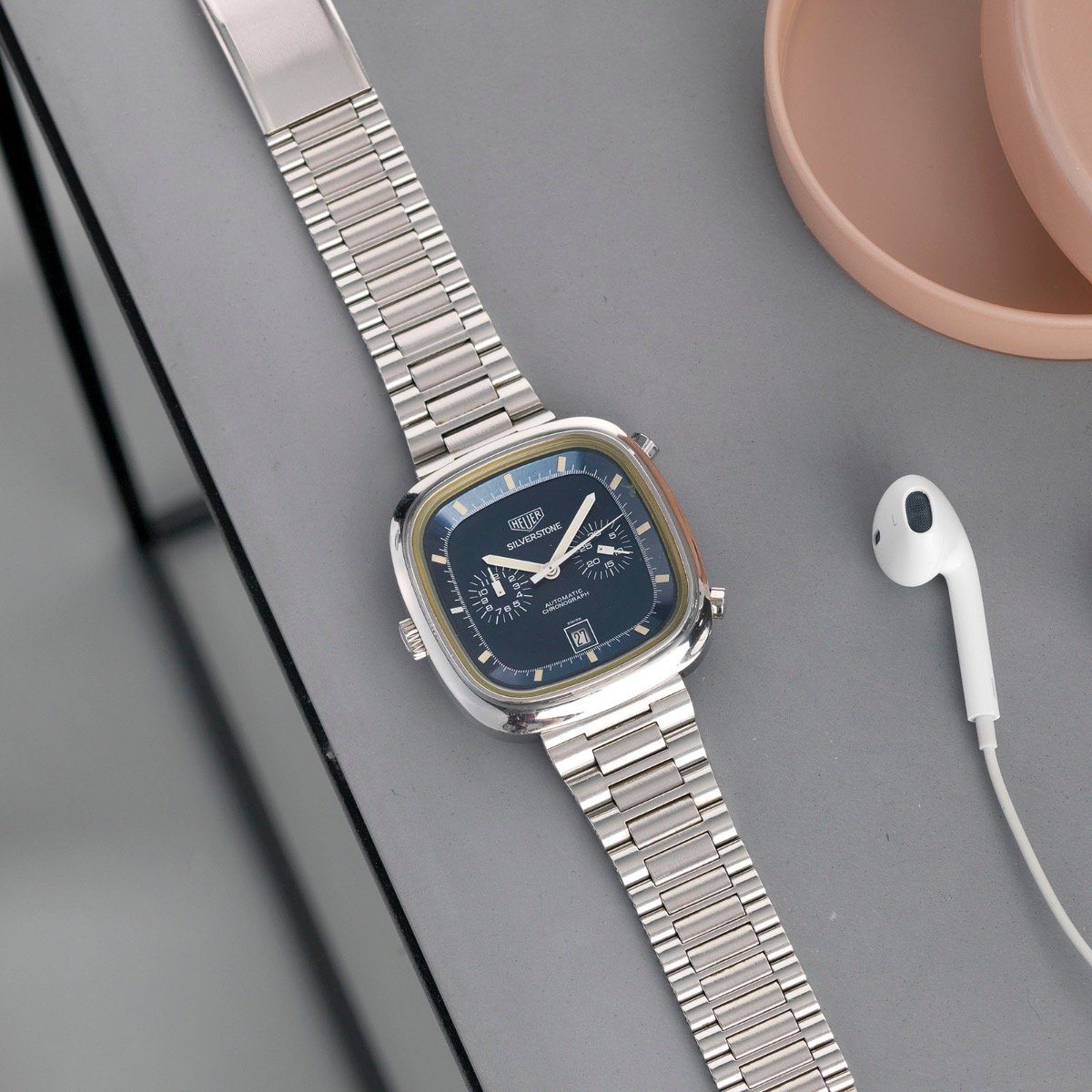 Heuer Silverstone Ref 110.313b 1970s Square Chrono