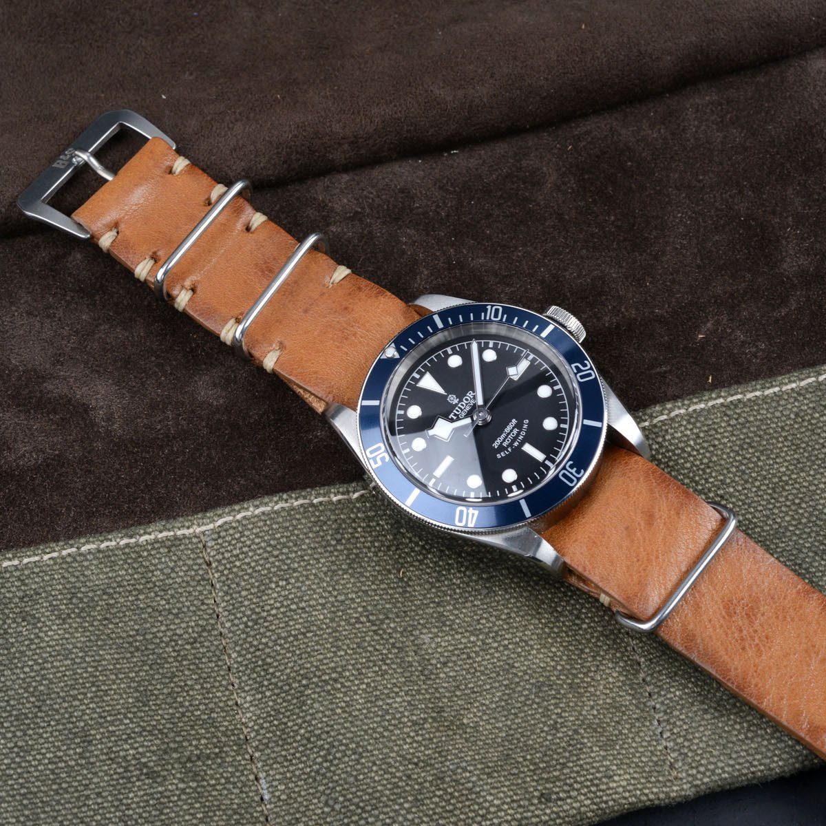 Caramel Brown Nato Leren Horlogeband