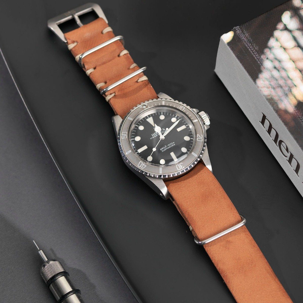 Caramel Brown Nato Leren Horlogeband