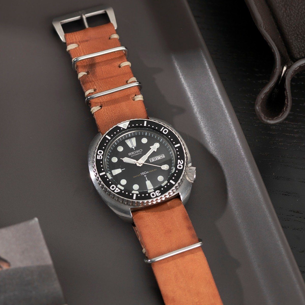 Caramel Brown Nato Leren Horlogeband