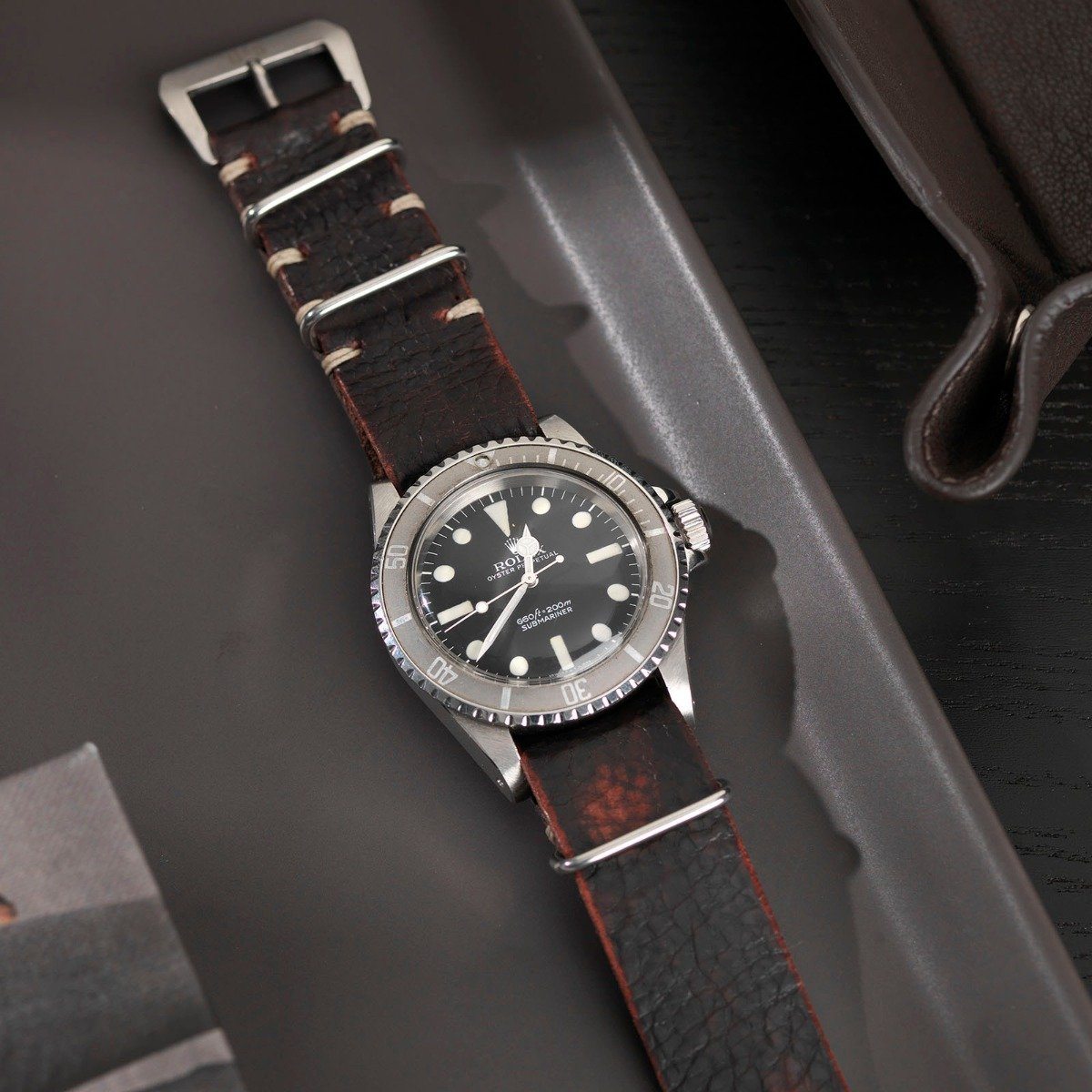 Diablo Zwart Nato Leren Horlogeband
