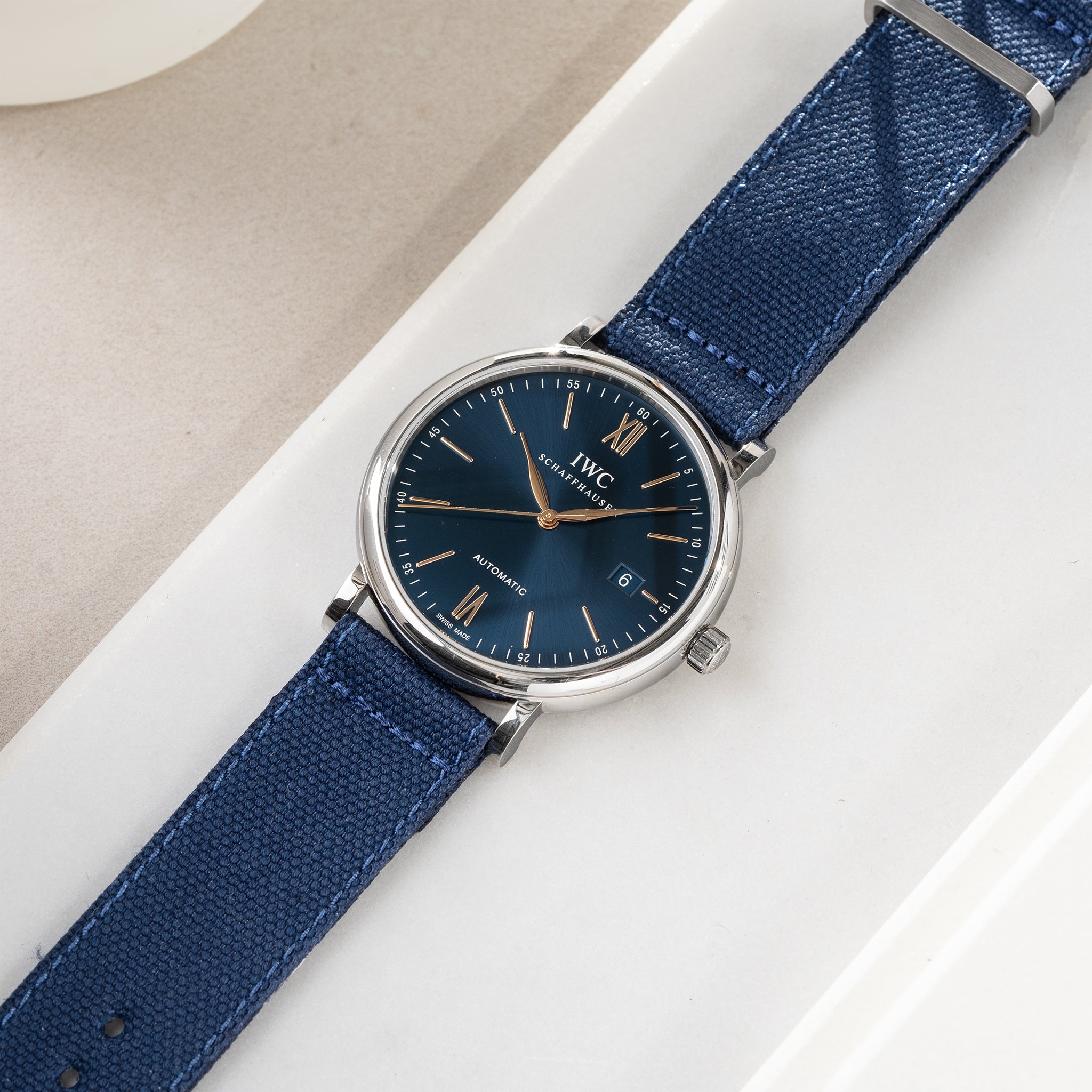 Horlogeband voor IWC Portofino - Navy Canvas