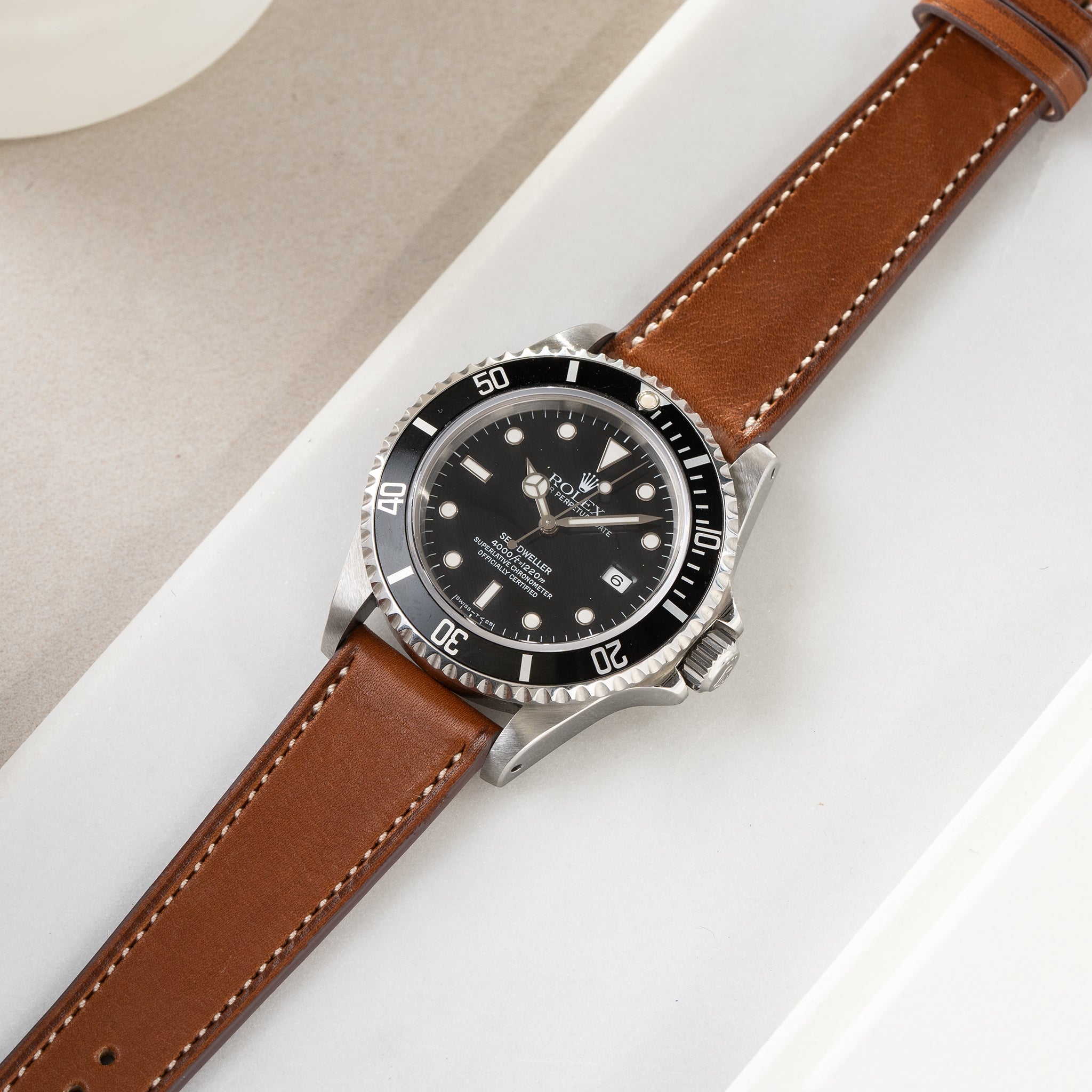Horlogeband voor Rolex Seadweller - Chevalin Cognac Brown Leather