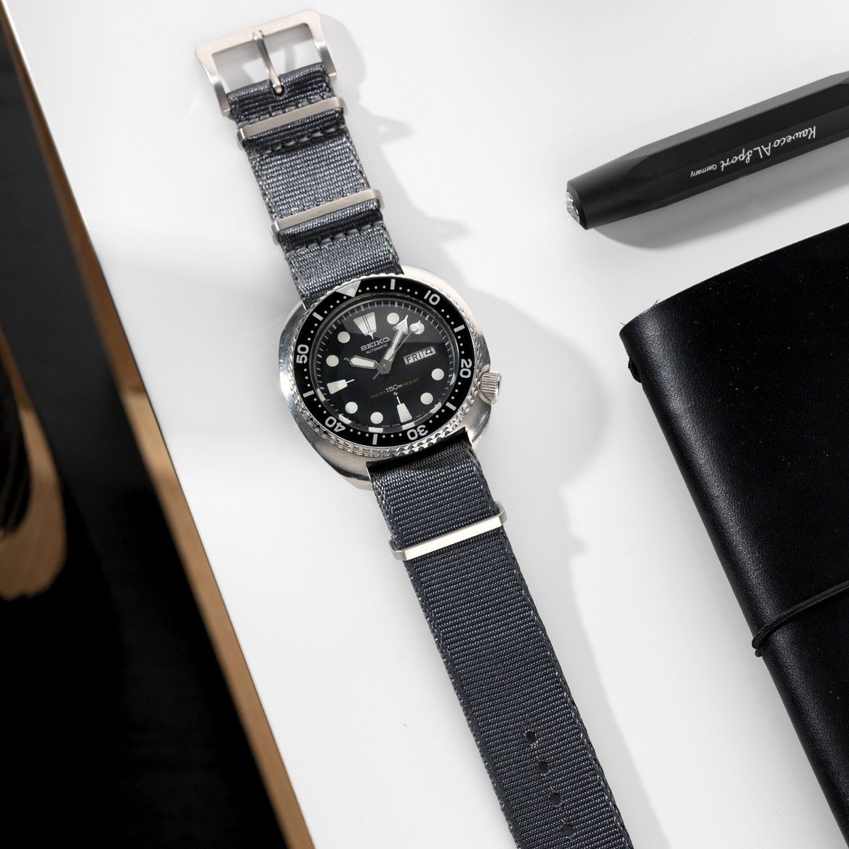 Deluxe Nylon Nato Horlogeband Diep Grijs