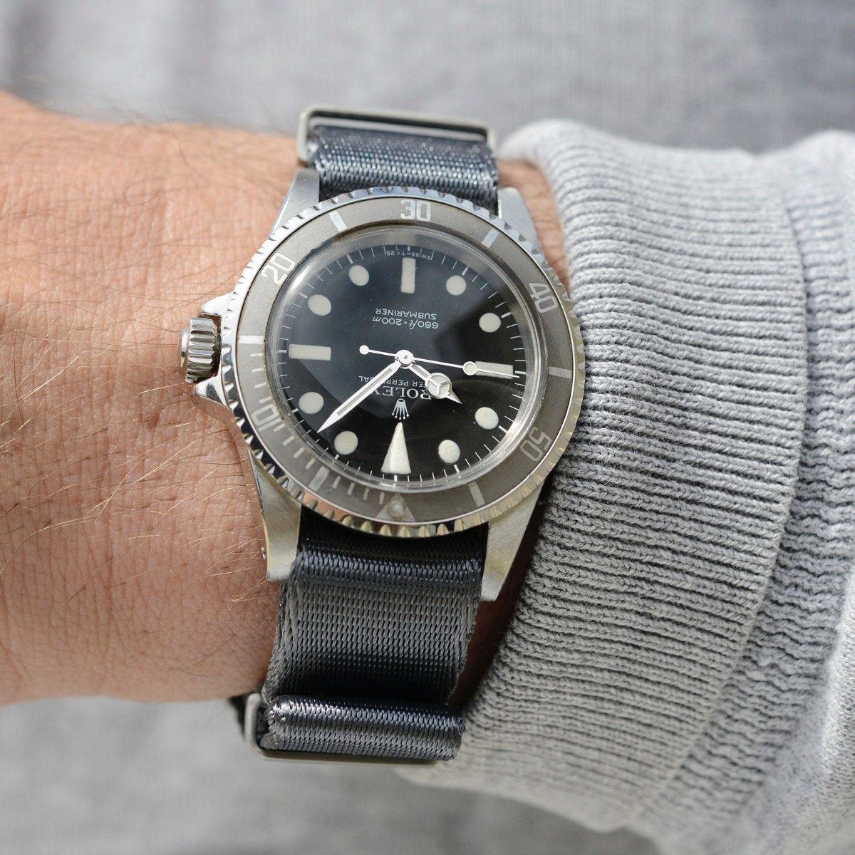 Deluxe Nylon Nato Horlogeband Diep Grijs
