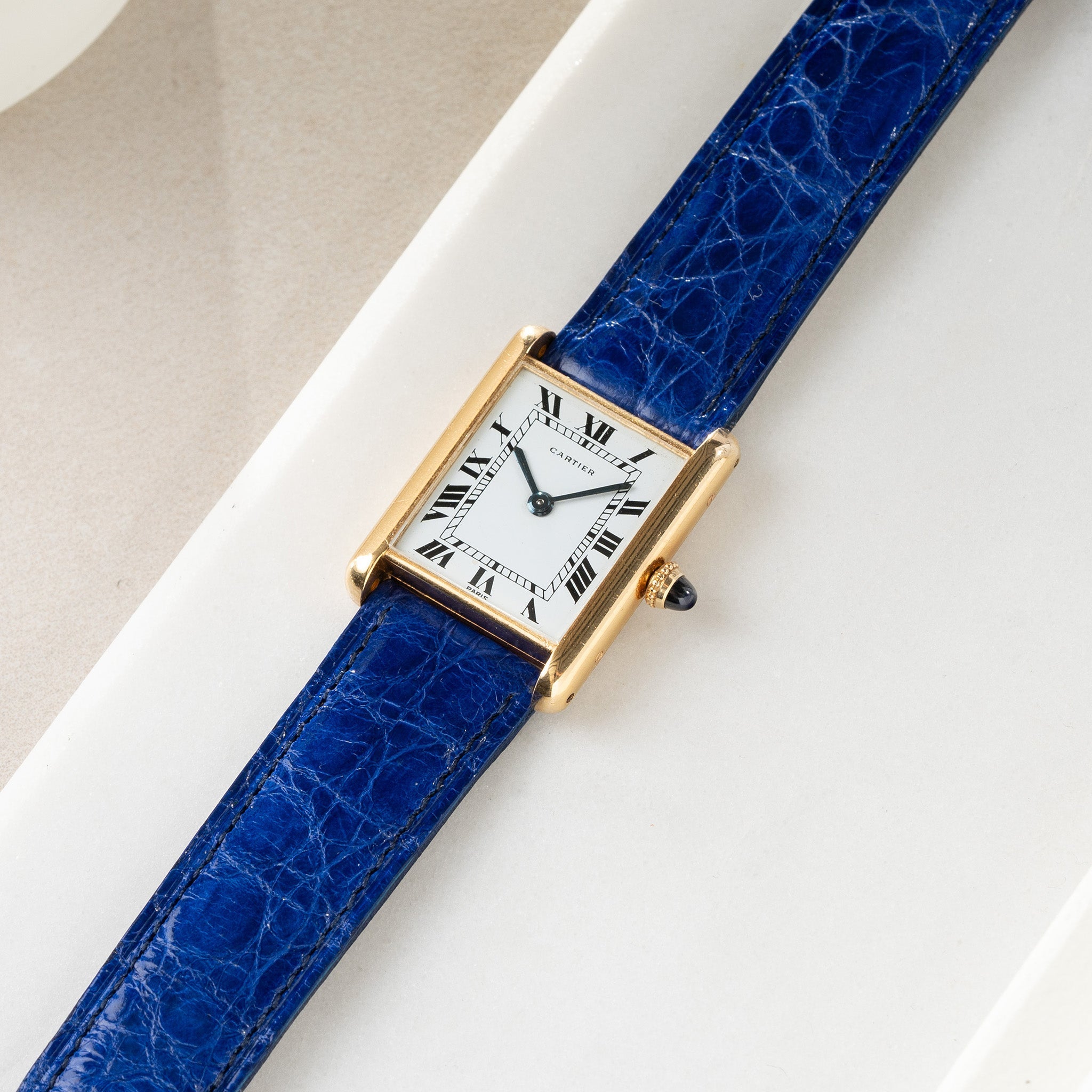 Horlogeband voor Cartier 17.5 mm The Azur Blue Alligator