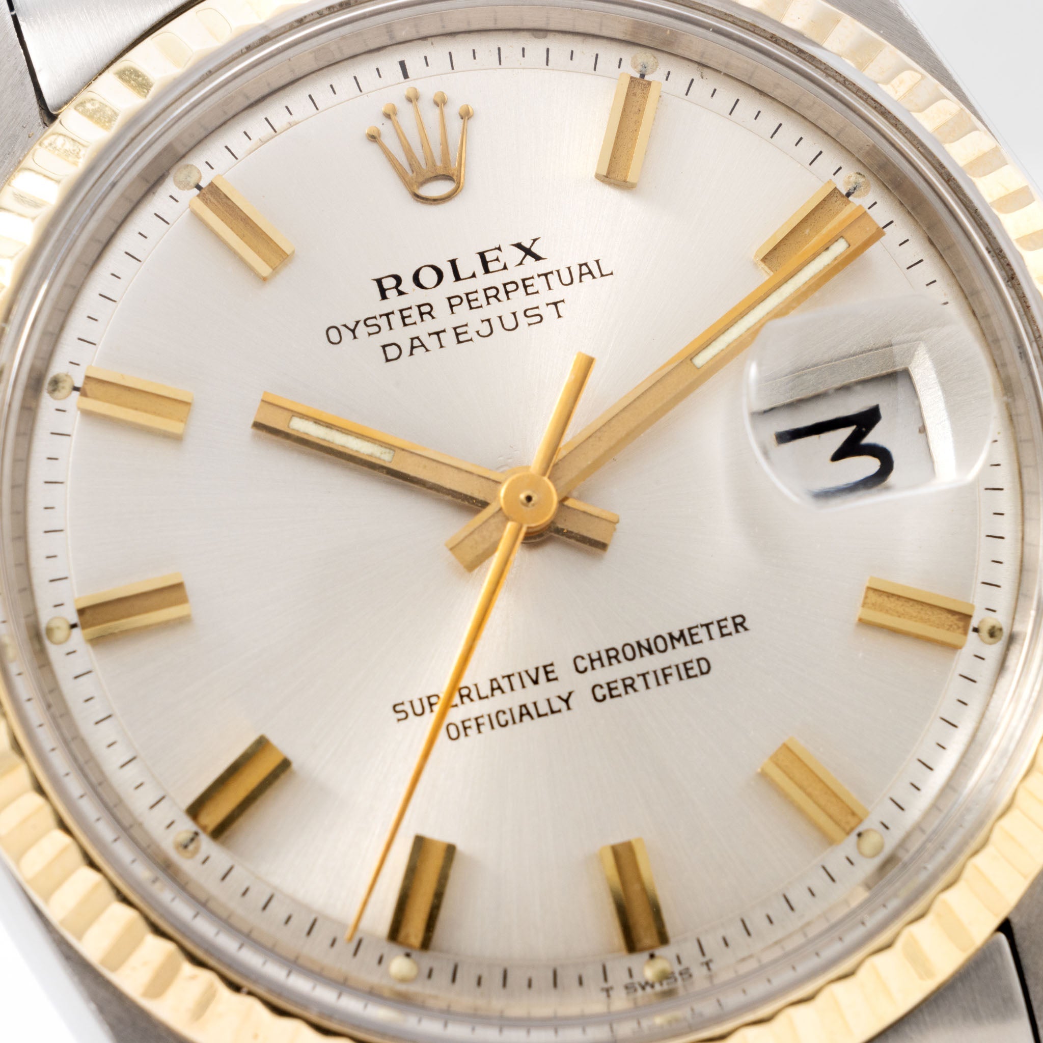 Rolex Datejust Steel and Yellow Gold Silver Wide Boy Dial Ref 1601
