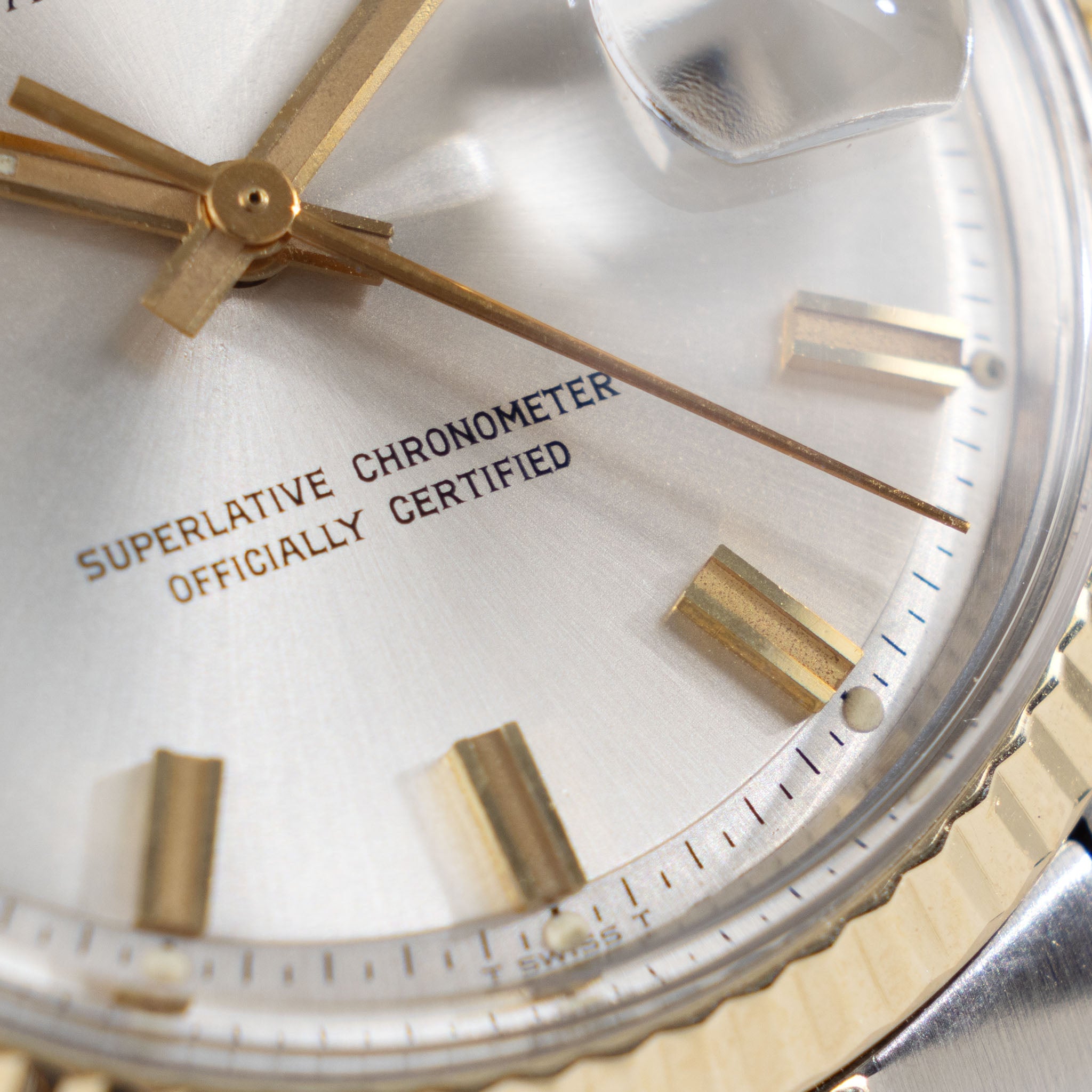 Rolex Datejust Steel and Yellow Gold Silver Wide Boy Dial Ref 1601