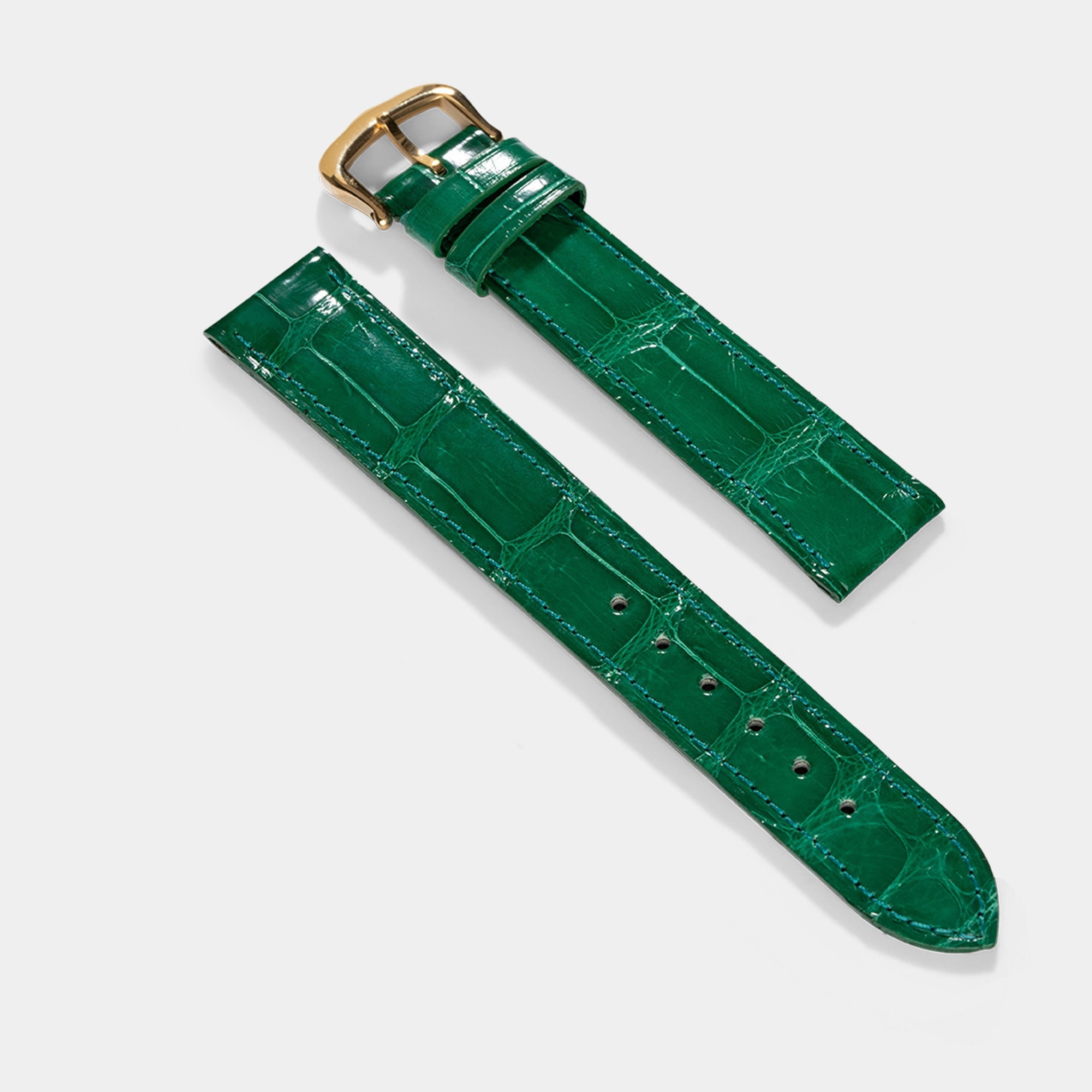 Horlogeband voor Cartier 17.5 mm - The Smaragd Green Full Cut Alligator