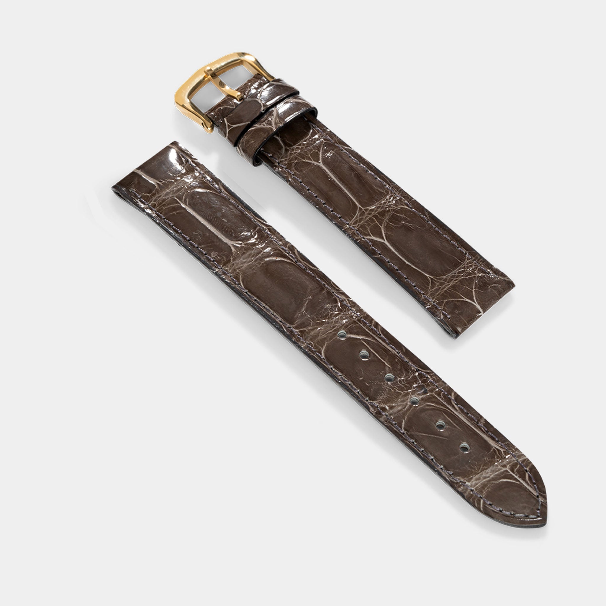 Horlogeband voor Cartier 17.5 mm - The Taupe Grey Full Cut Alligator