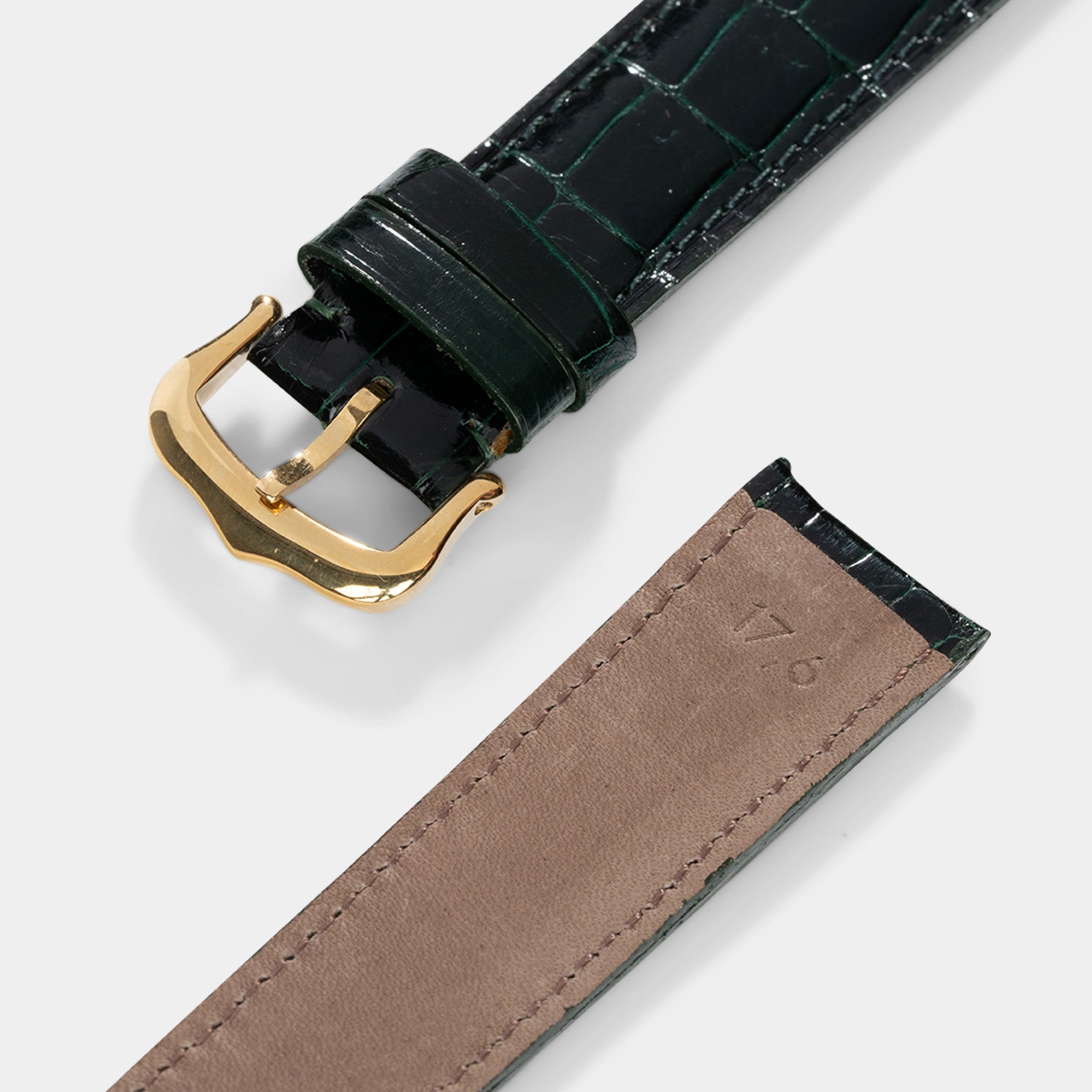 Horlogeband voor Cartier 17.5 mm - The Full Cut Green Alligator