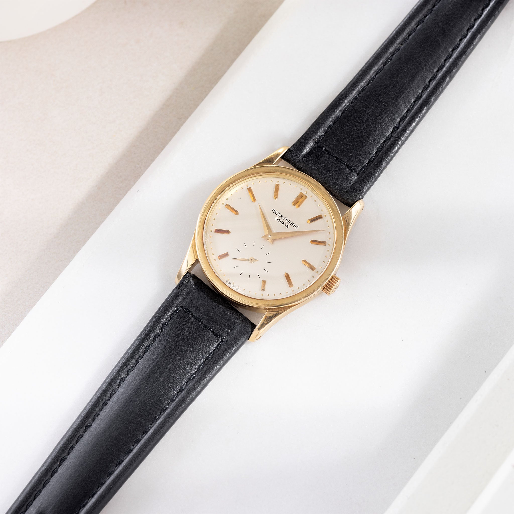 Strap for the Patek Philippe Calatrava - Black Sculpted Calfskin