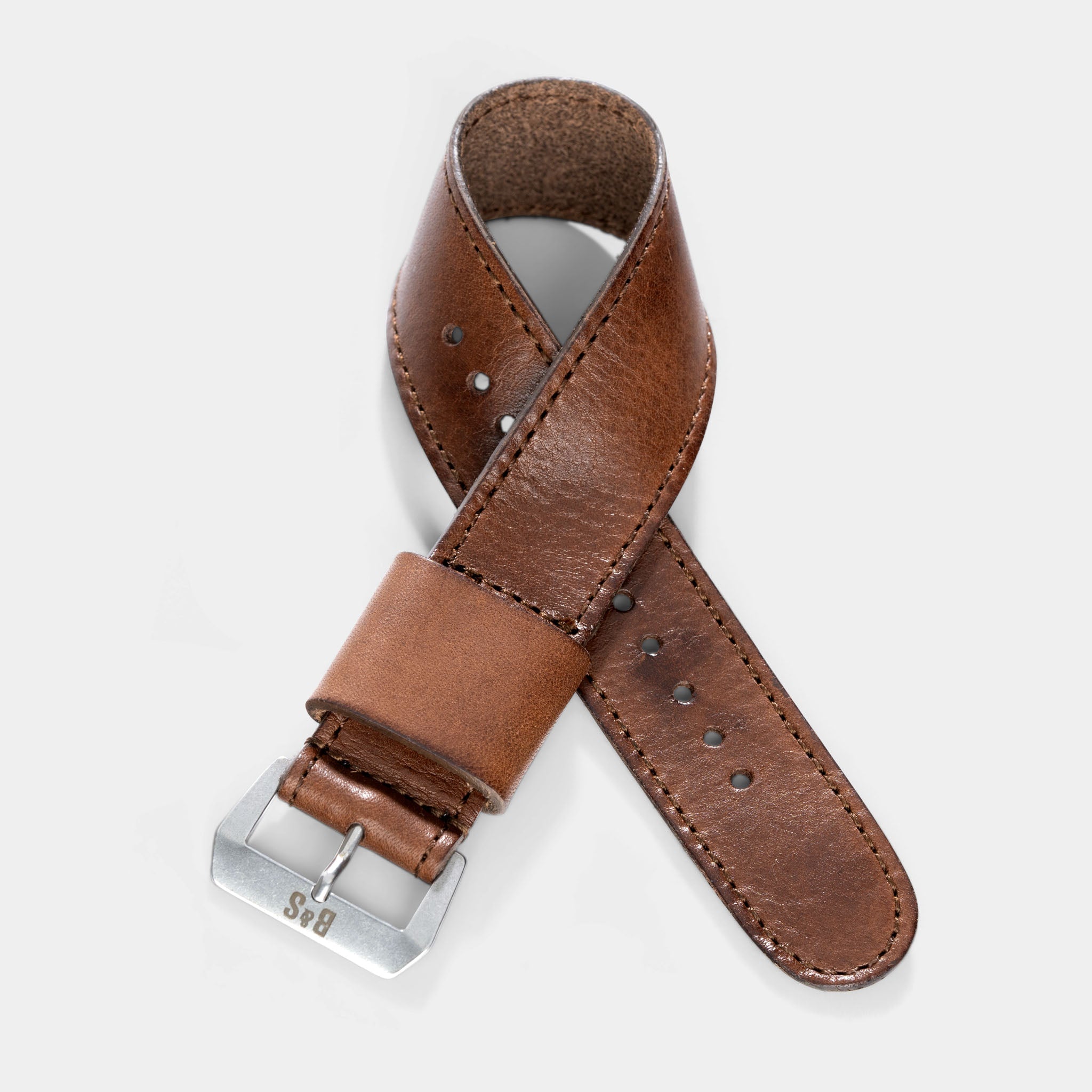 One_Piece_Nato_Style_Brown_Leather_Watch_Strap_For_Vintage_Watches