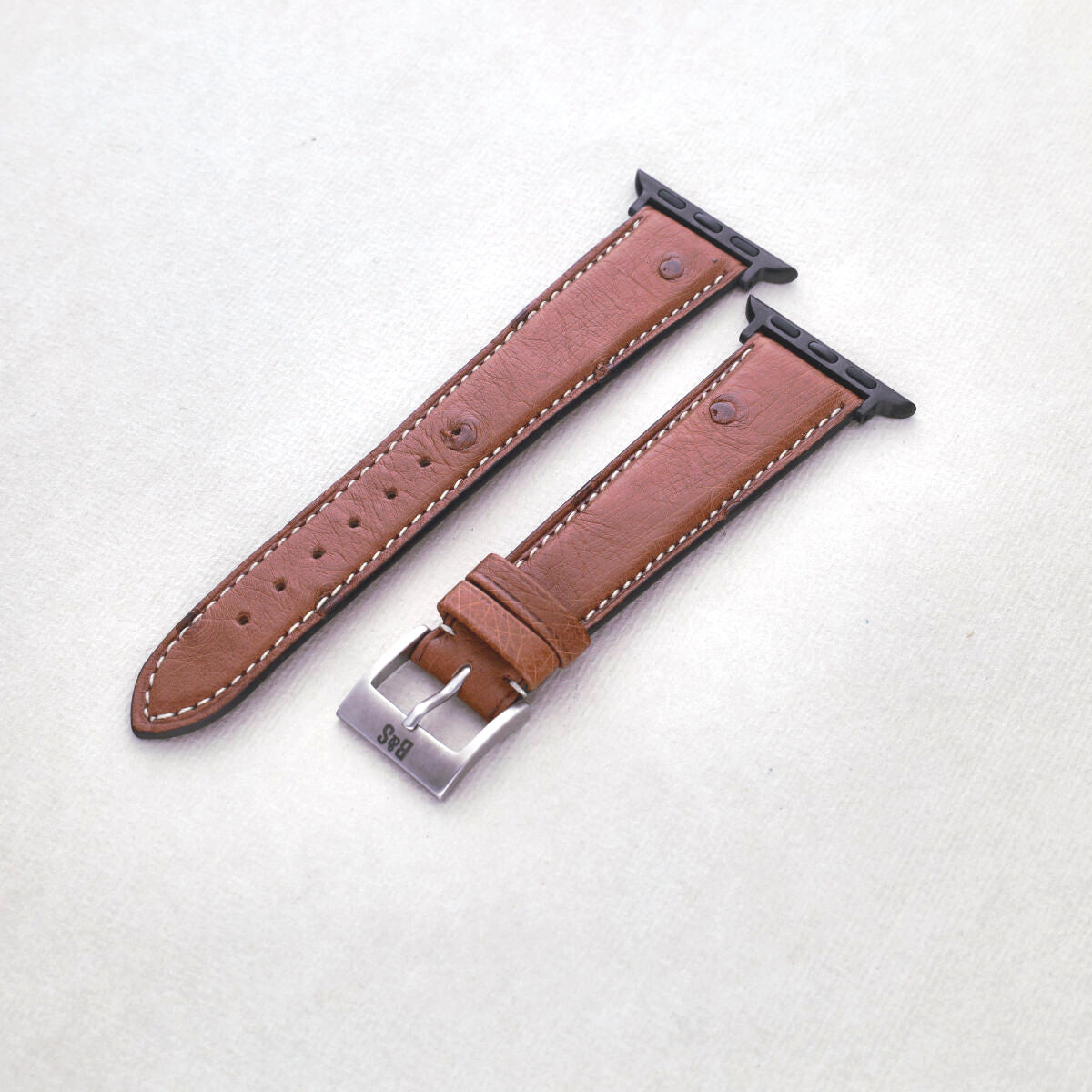 Sample Sale - Cognac Brown Ostrich Leren Horlogeband