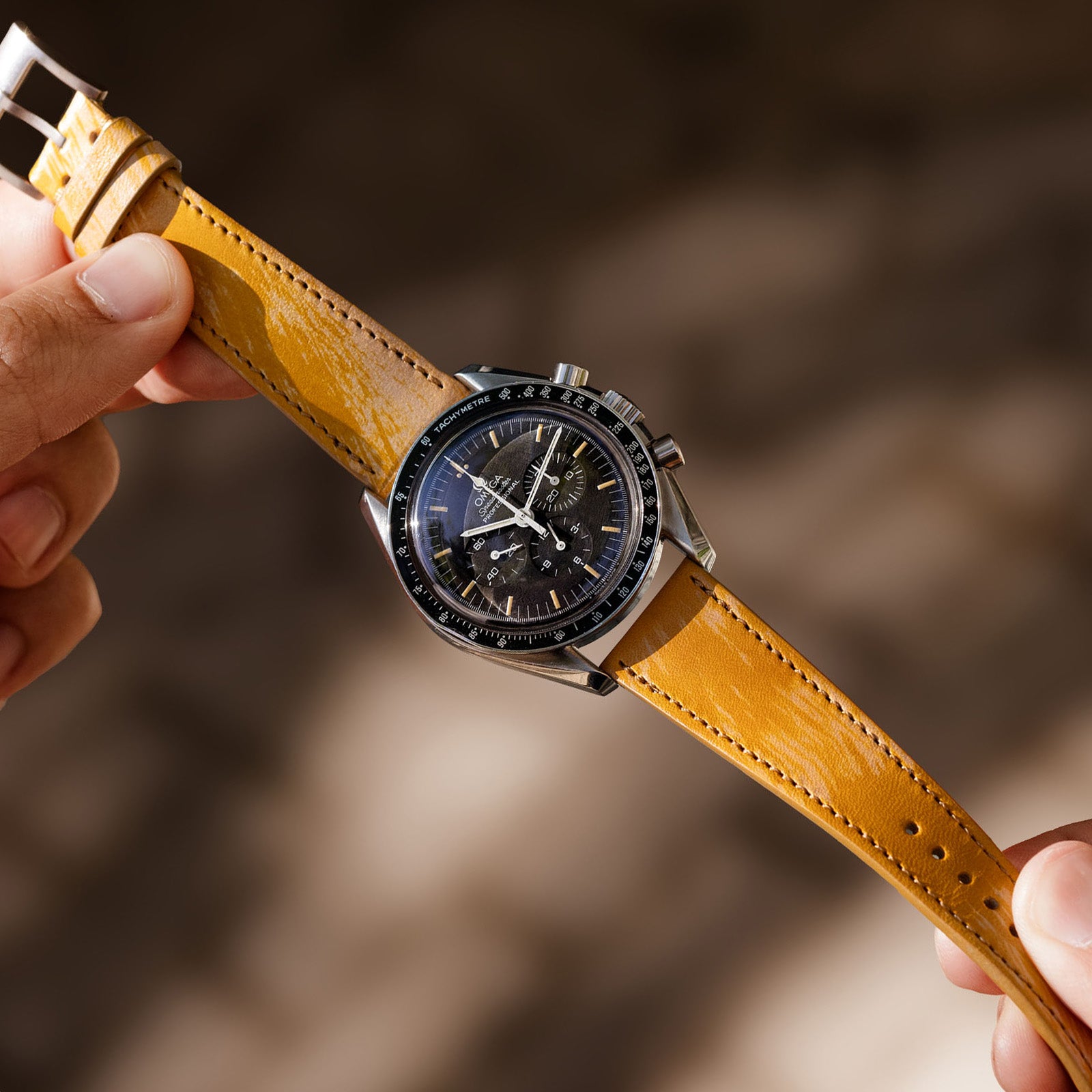 Finest_Yellow_brush_Leather_Watch_Strap_For_Vintage_Watches