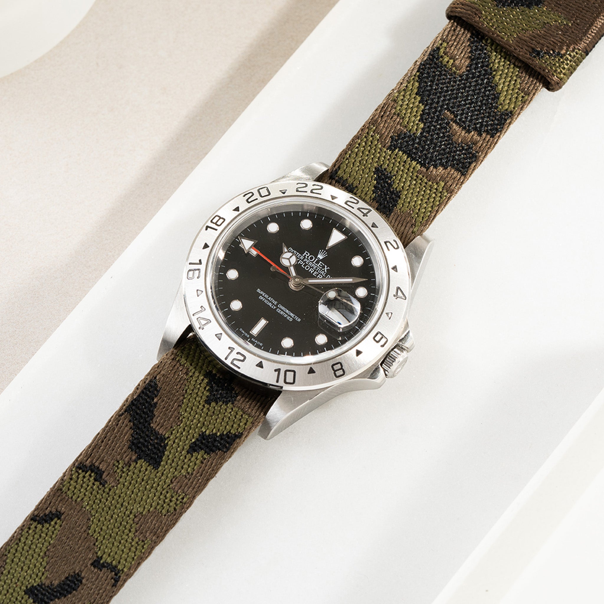 One Piece Single Pass Jungle Camo Jacquard Watch Strap