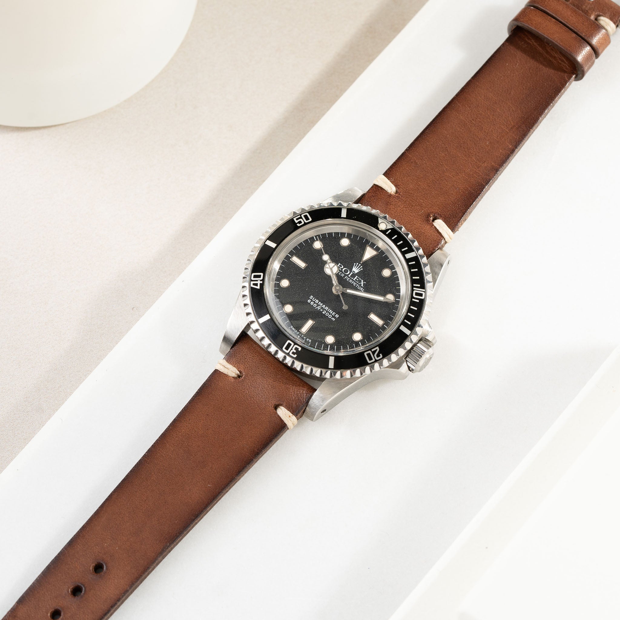 Italian_Side_Stitch_Brown_Leather_Watch_Strap_For_Rolex_Submariner_5513