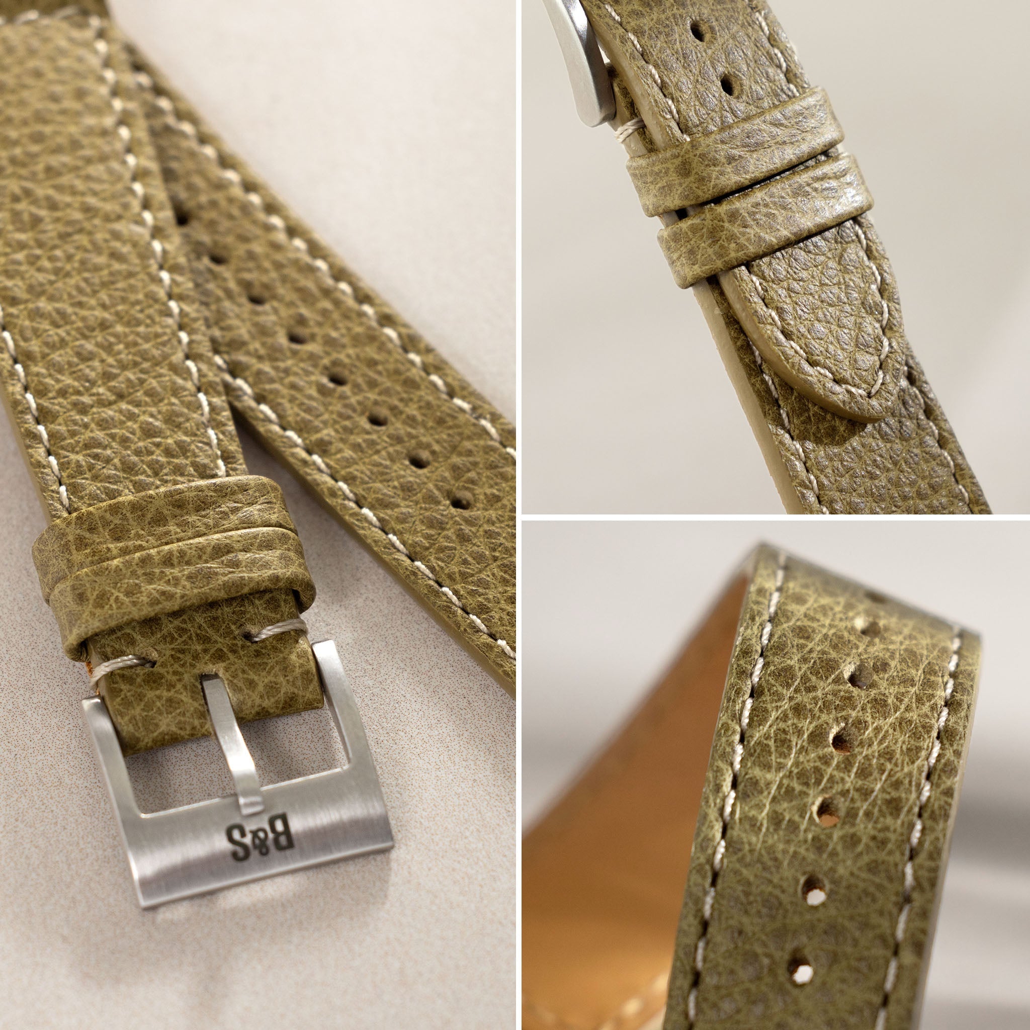Quality_Green_Leather_Watch_Strap_Details_For_Vintage_Wristwatches