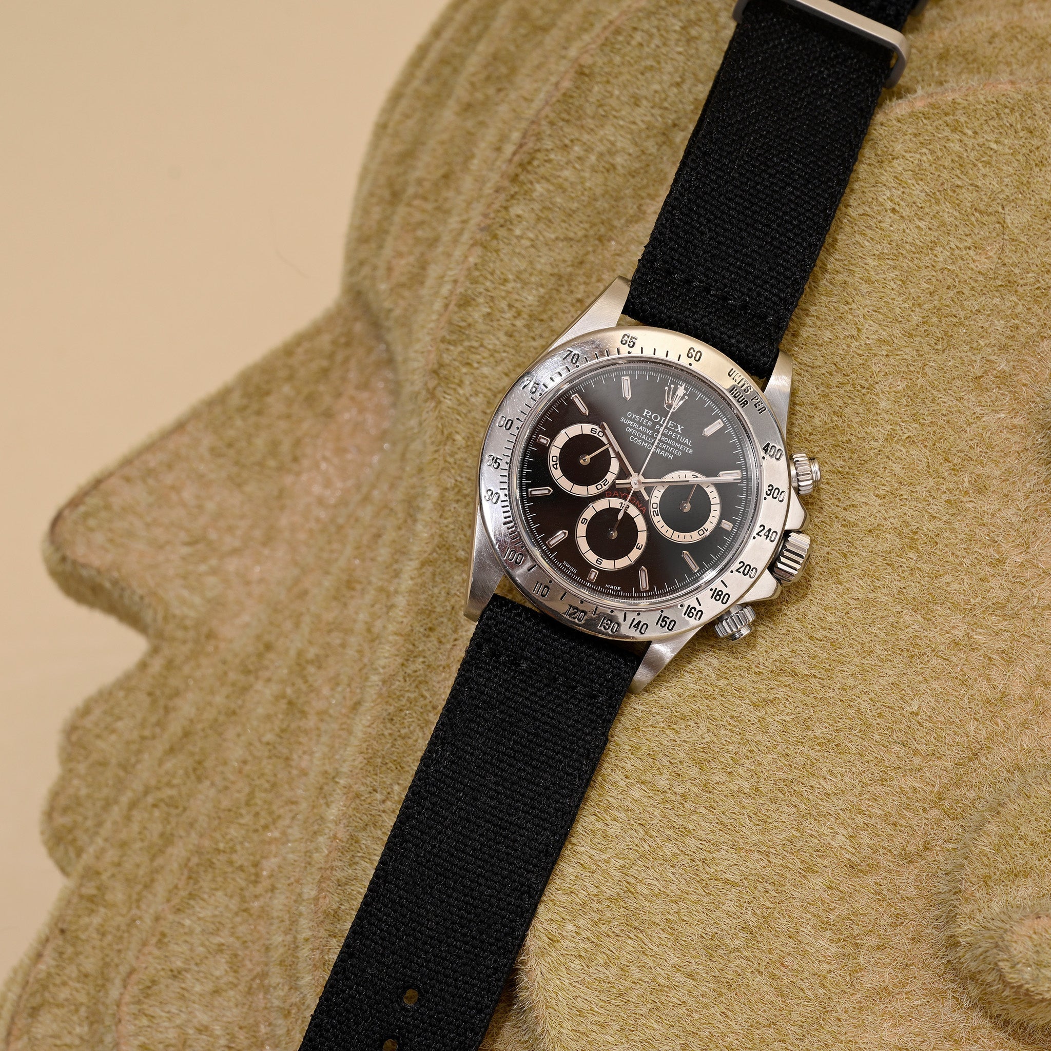 Safari Zwart Canvas Horlogeband
