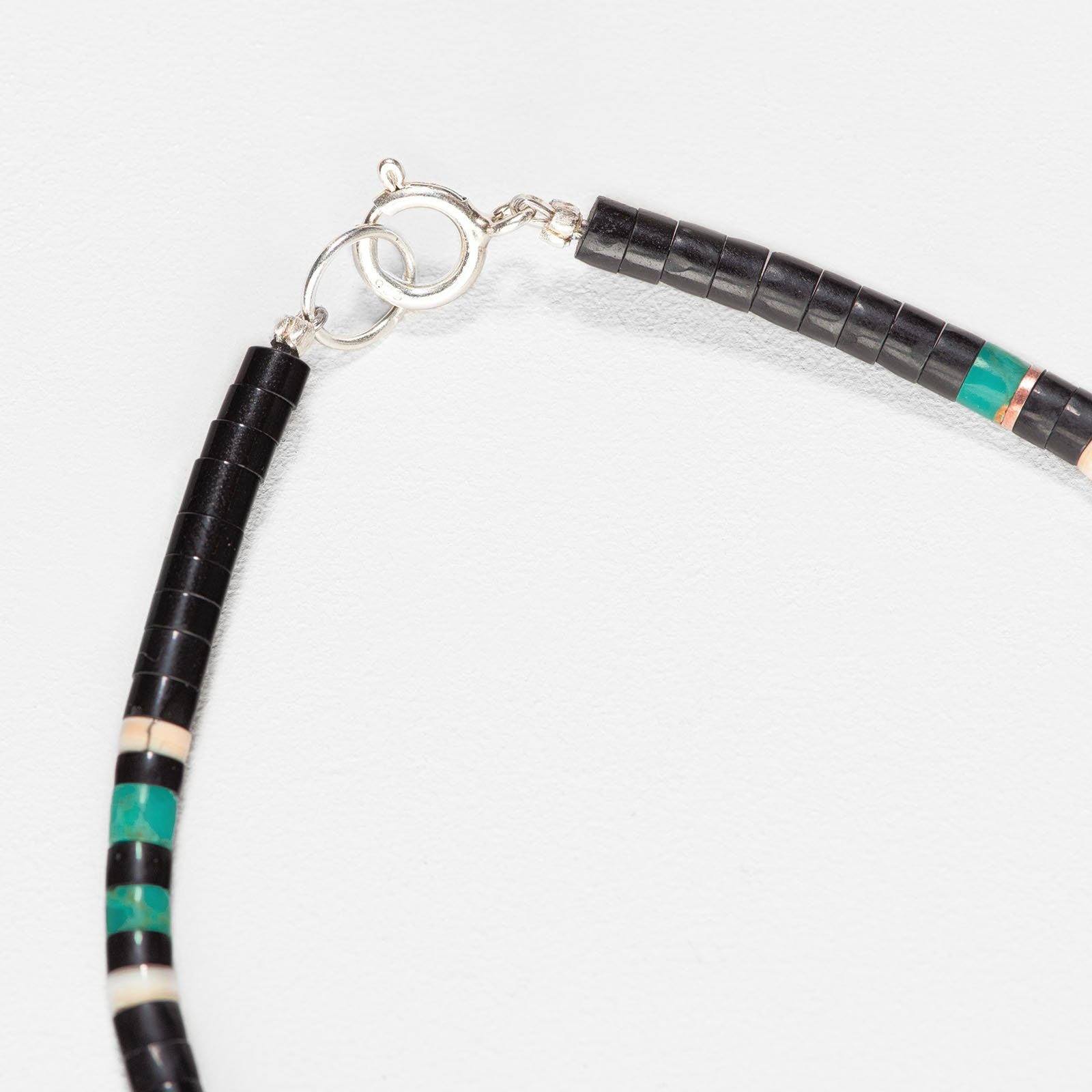 Pueblo Black Jet Heishi Pipestone Turquoise Bracelet