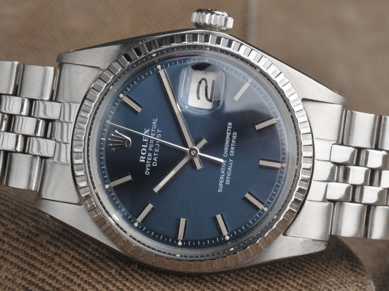 ROLEX 1603 DATEJUST BLUE WIDE BODY