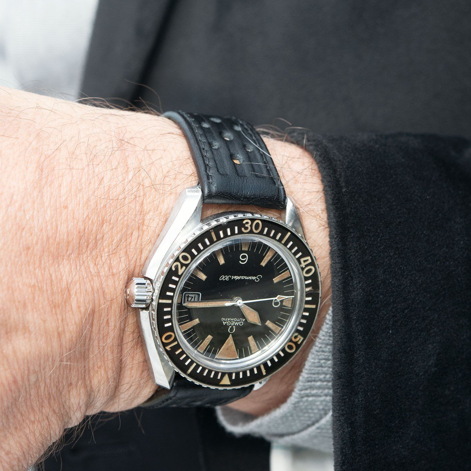 Racing Zwart Speedy Leren Horlogeband - Lengte Lang