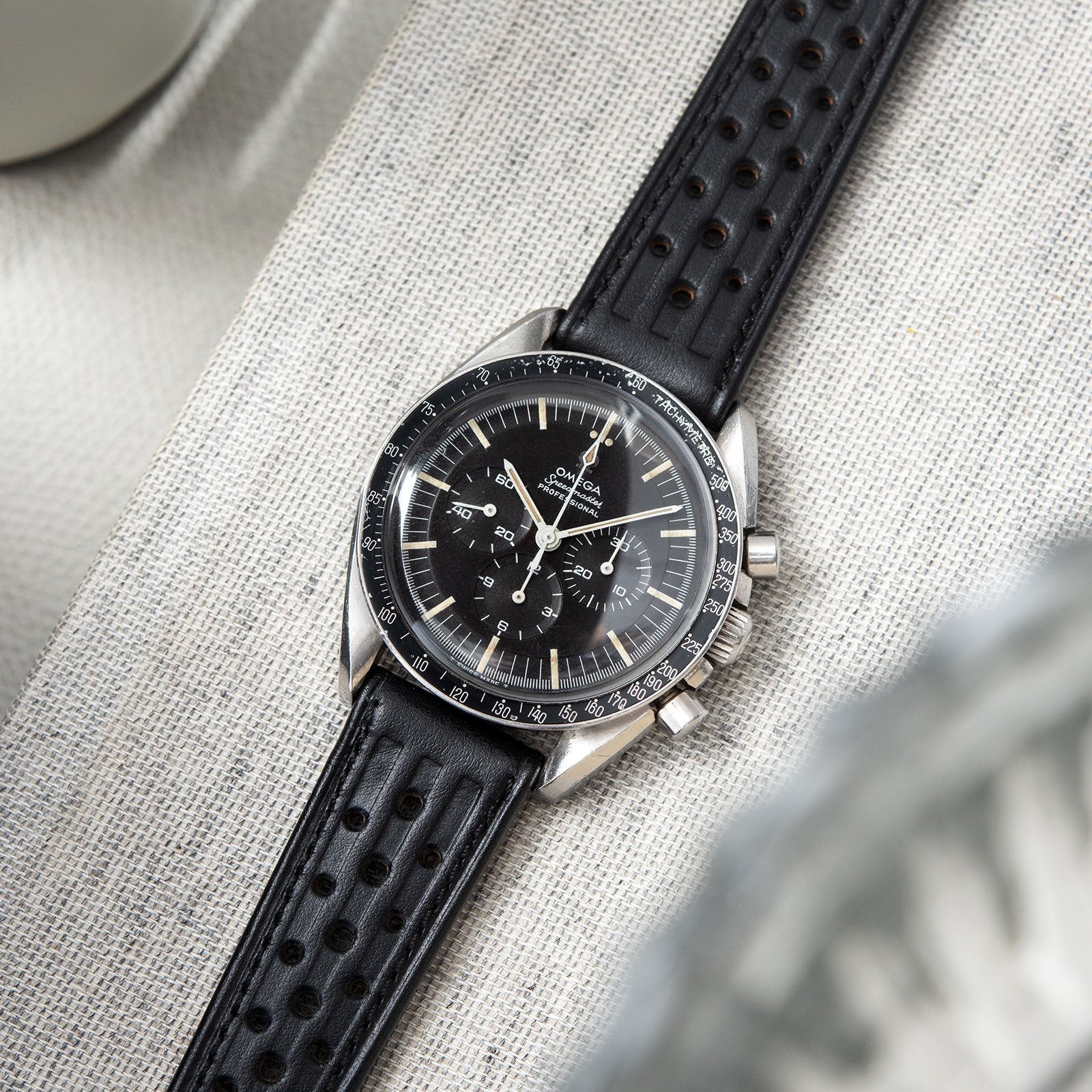 Racing Zwart Speedy Leren Horlogeband - Lengte Lang