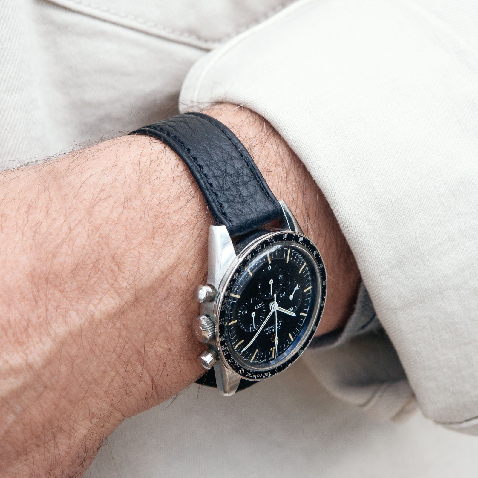 Taurillon Zwart Speedy Leren Horlogeband