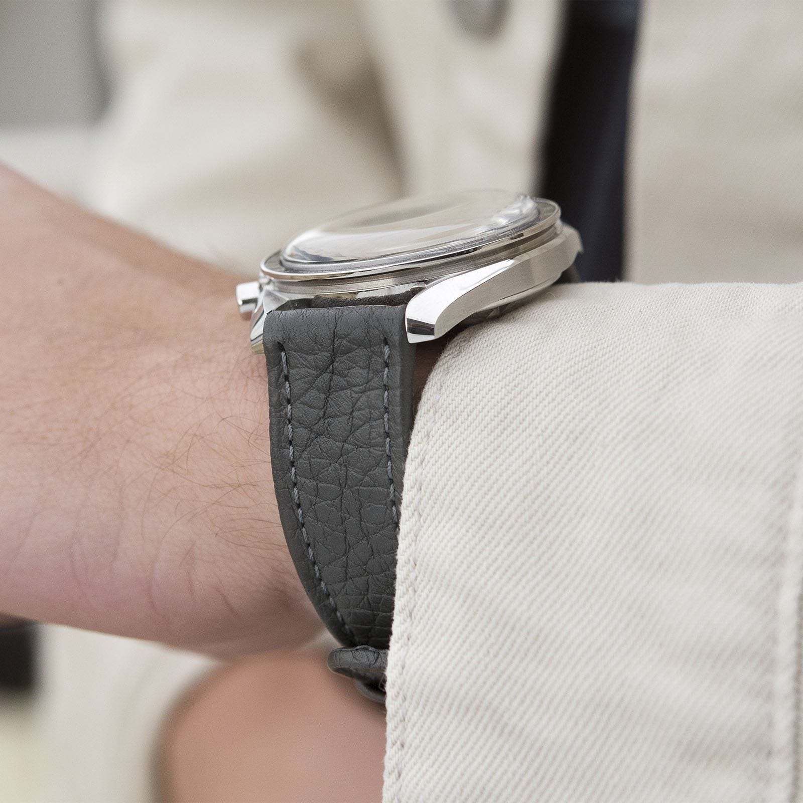 Taurillon Grey Heritage Leather Watch Strap