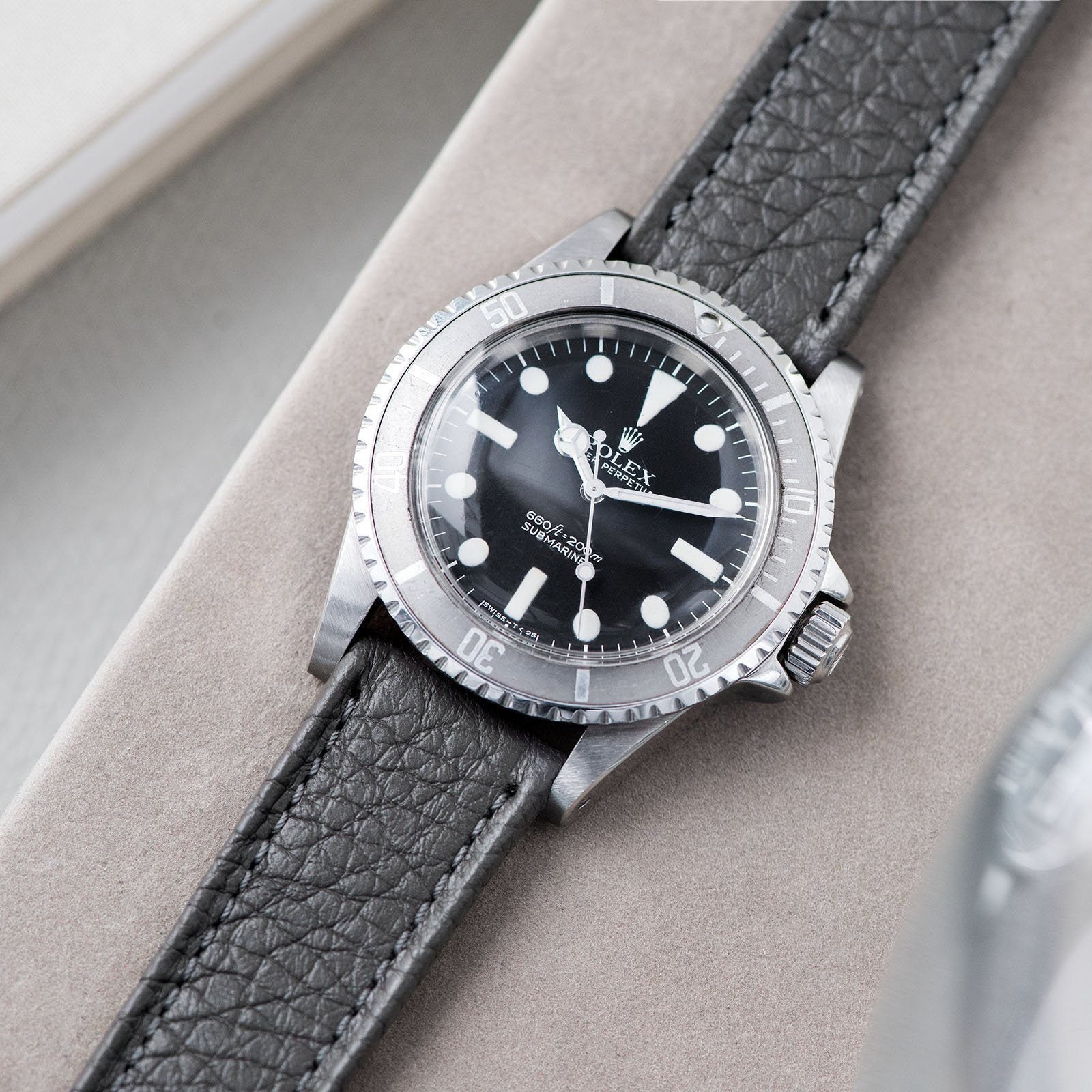 Taurillon Grey Heritage Leather Watch Strap