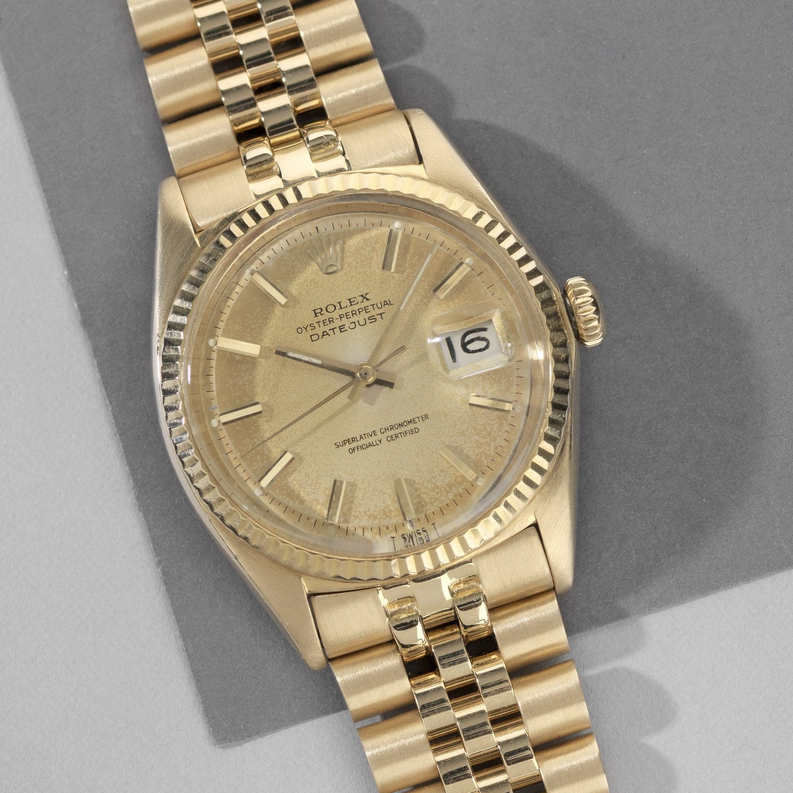 Rolex Datejust Champagne Bubbles Patina Dial Ref. 1601 YG