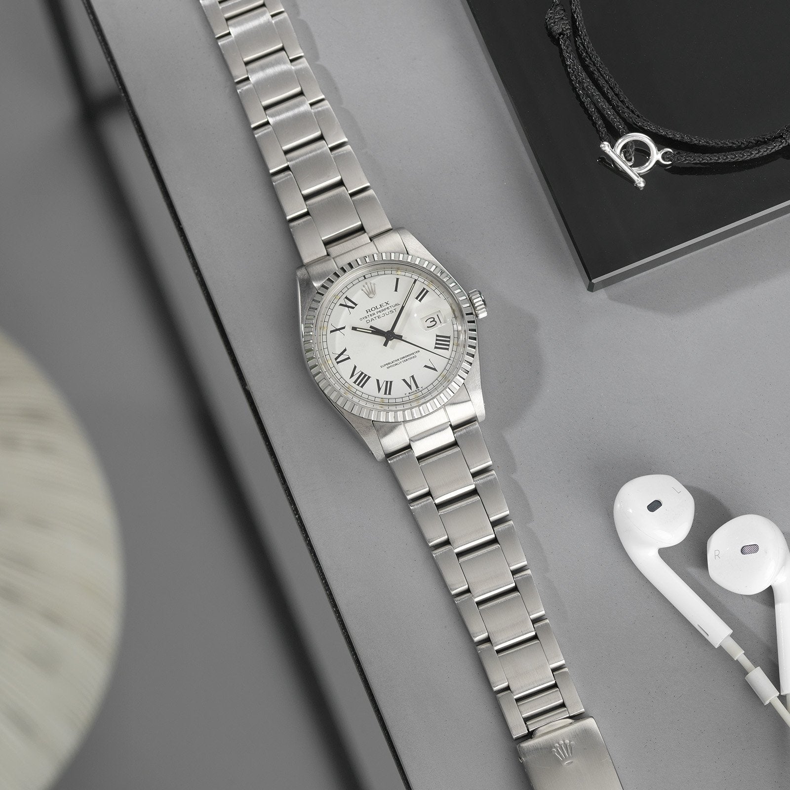 Rolex Datejust Reference 1603 White Buckley Dial