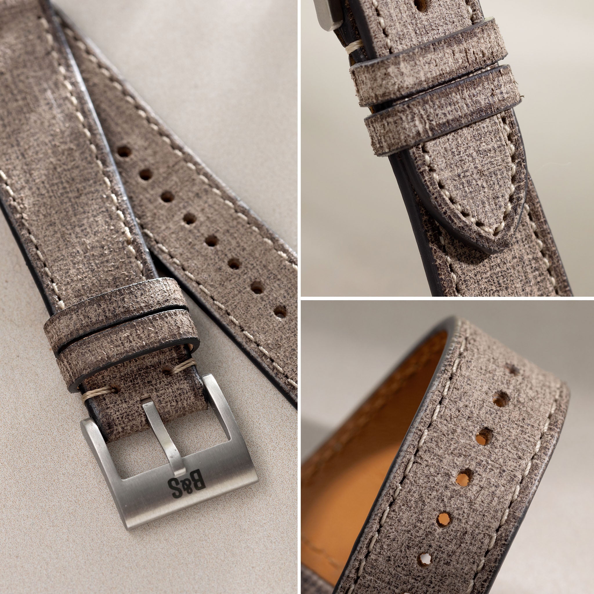 Horlogeband voor Rolex Explorer 2 - Linen Leather Elegant Grey (20mm)